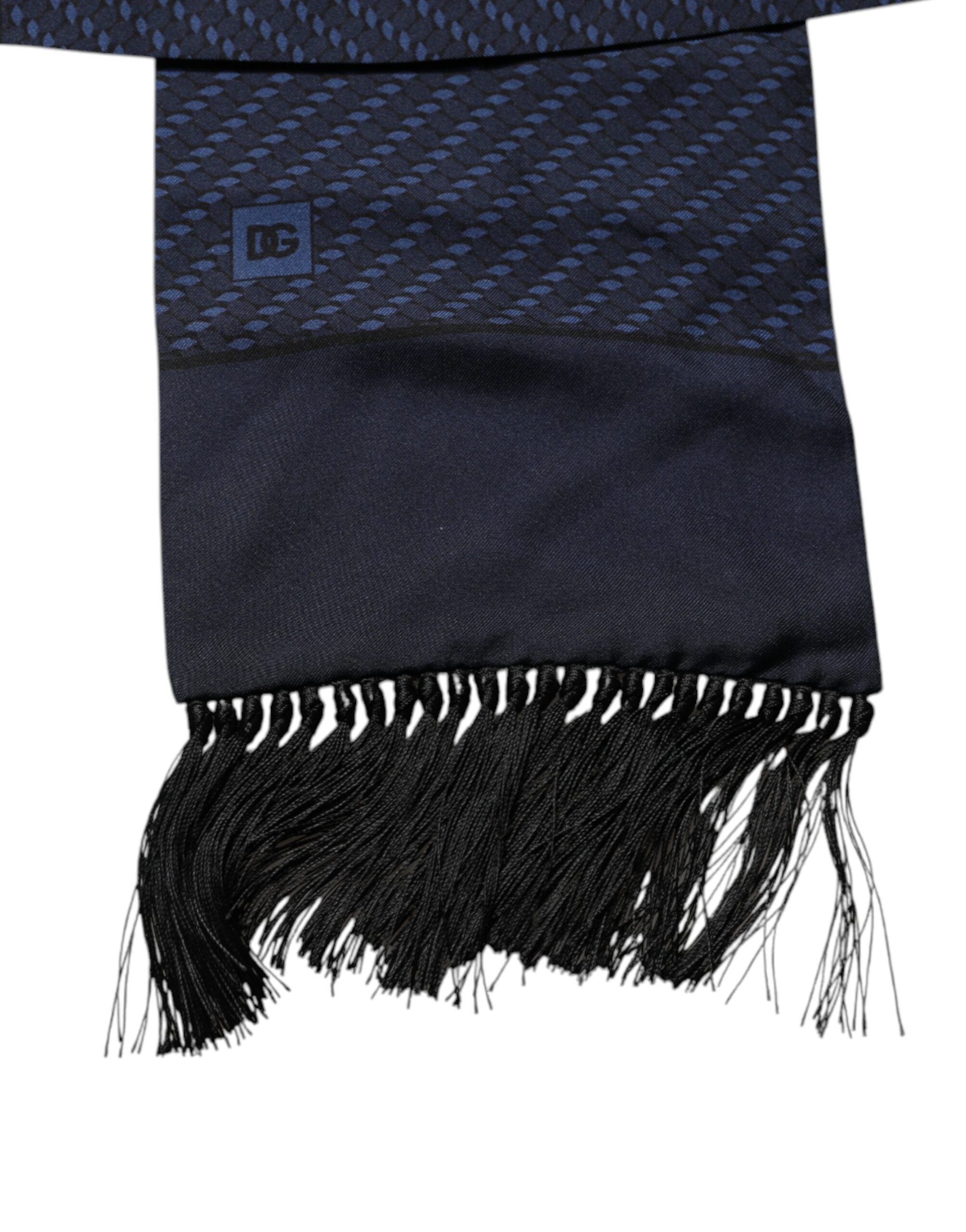 Dolce & Gabbana Dark Blue Fantasy Fringes Neck Wrap Men's Scarf