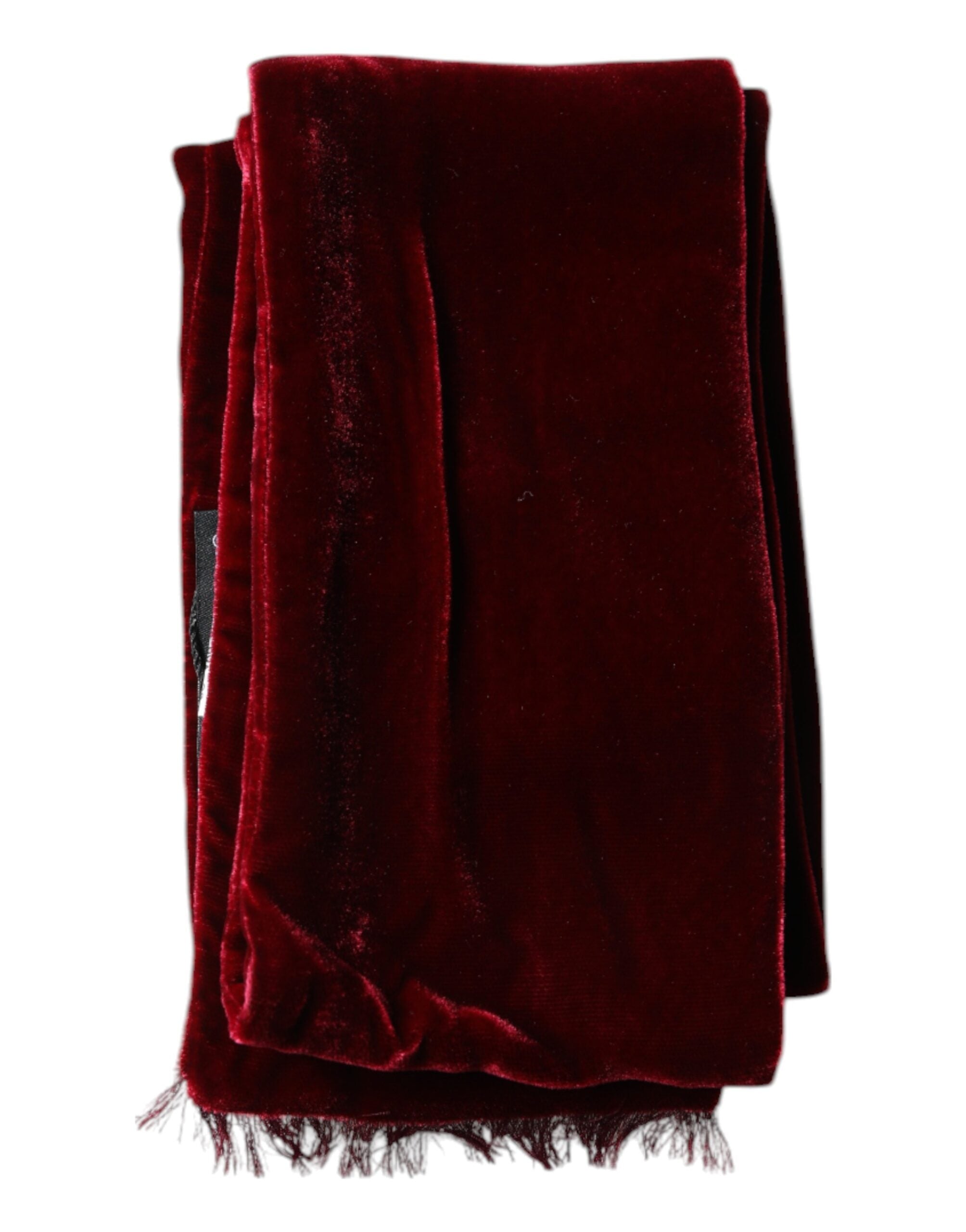 Dolce & Gabbana Maroon Silk Fringes Skinny Neck Wrap Men's Scarf