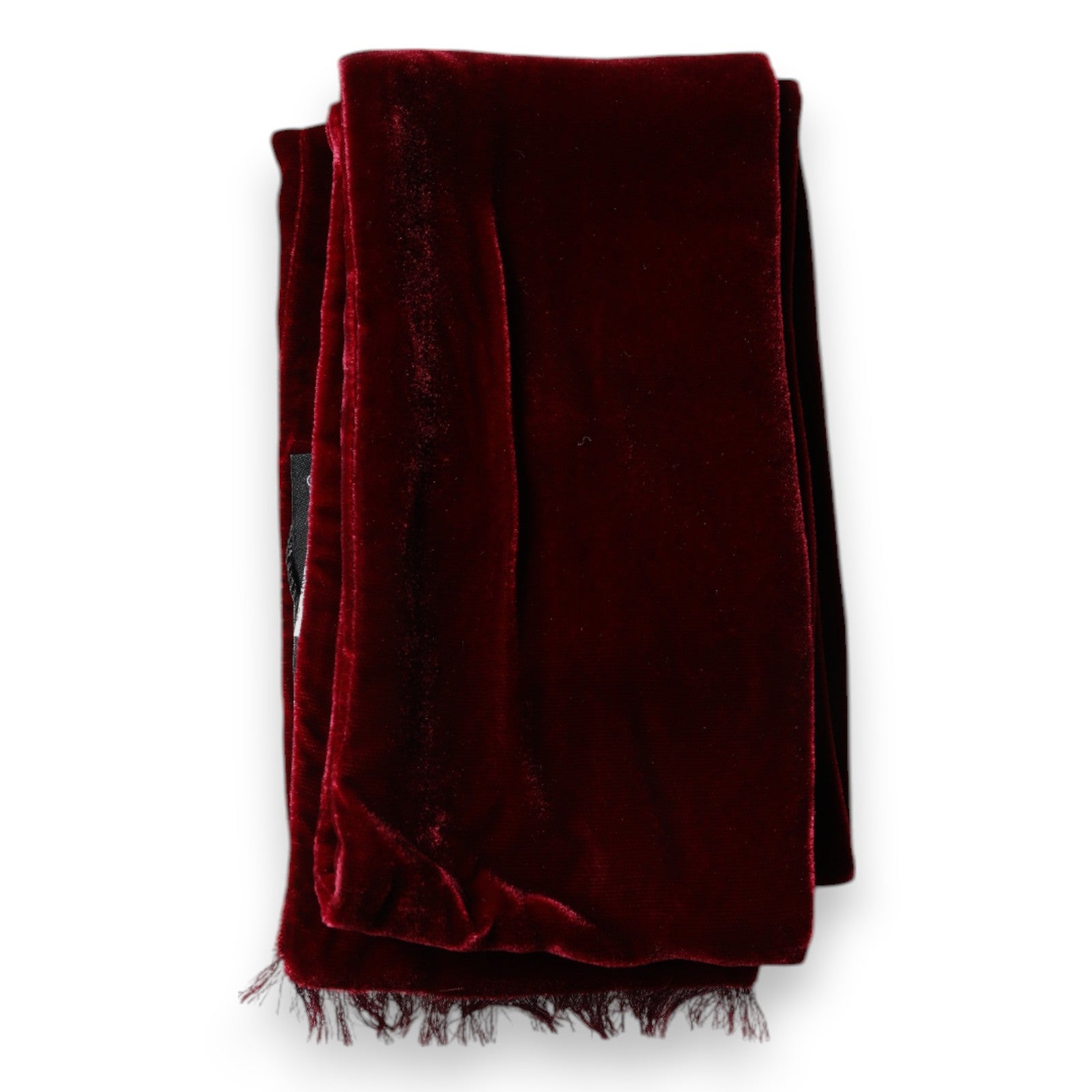 Dolce & Gabbana Maroon Silk Fringes Skinny Neck Wrap Men's Scarf