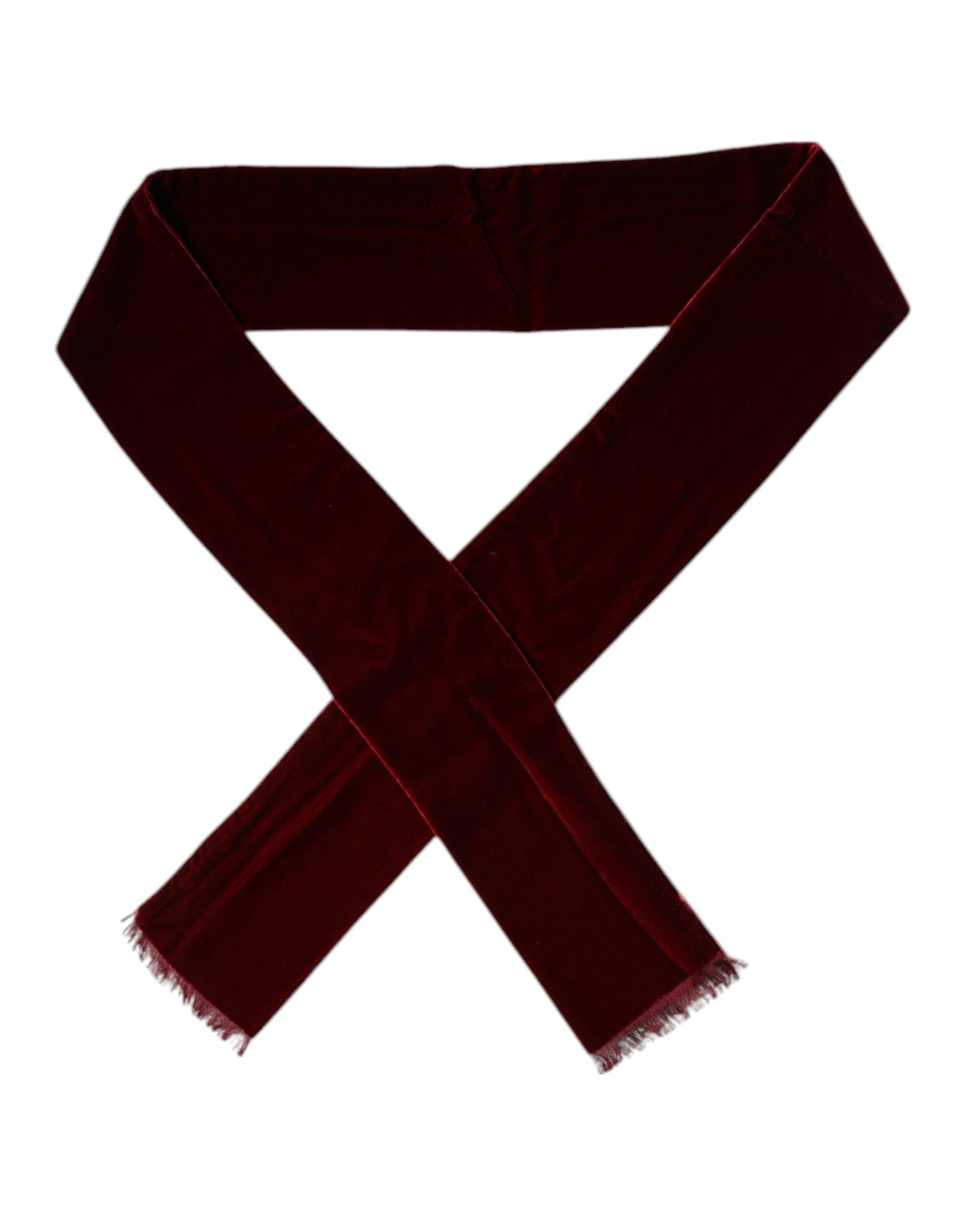 Dolce & Gabbana Maroon Silk Fringes Skinny Neck Wrap Men's Scarf