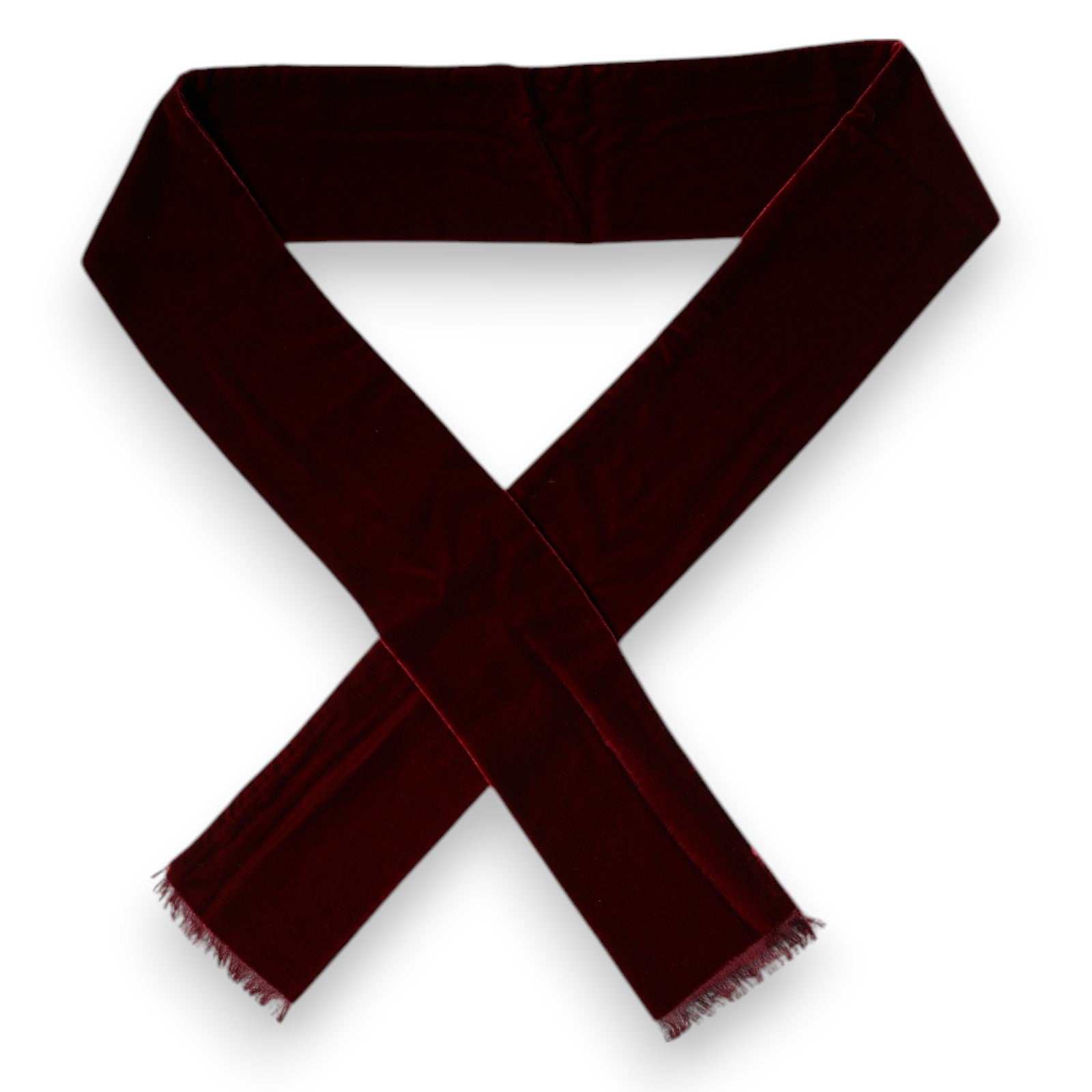 Dolce & Gabbana Maroon Silk Fringes Skinny Neck Wrap Men's Scarf