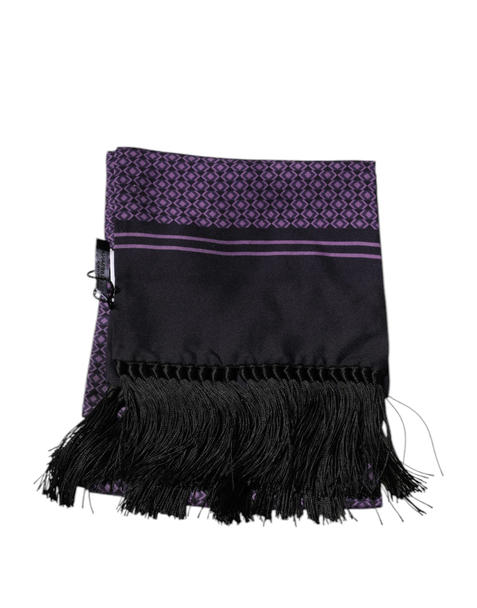 Dolce & Gabbana Purple Fantasy Silk Fringes Neck Wrap Men's Scarf