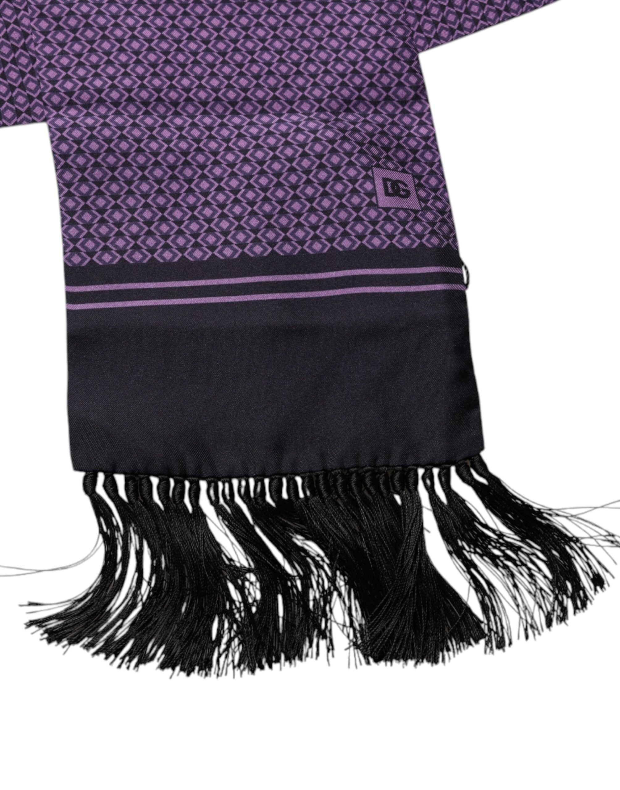 Dolce & Gabbana Purple Fantasy Silk Fringes Neck Wrap Men's Scarf