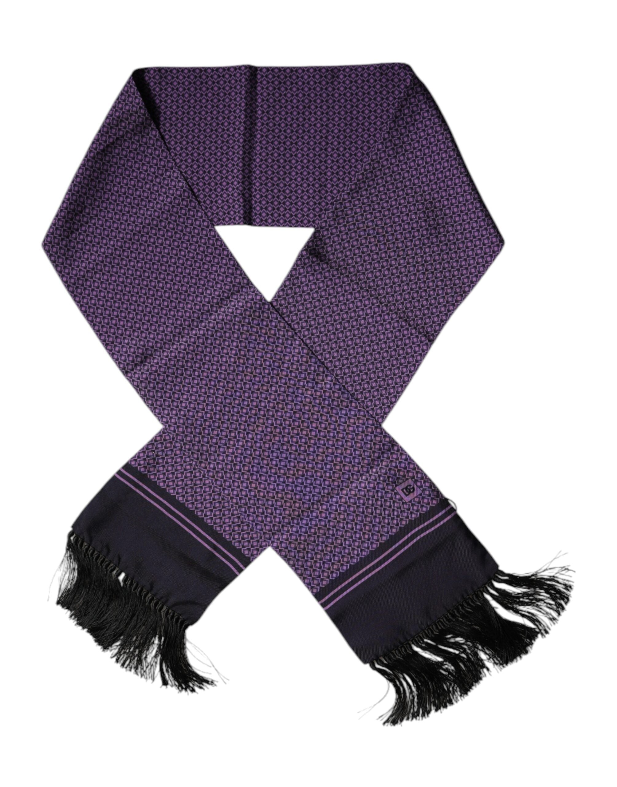 Dolce & Gabbana Purple Fantasy Silk Fringes Neck Wrap Men's Scarf