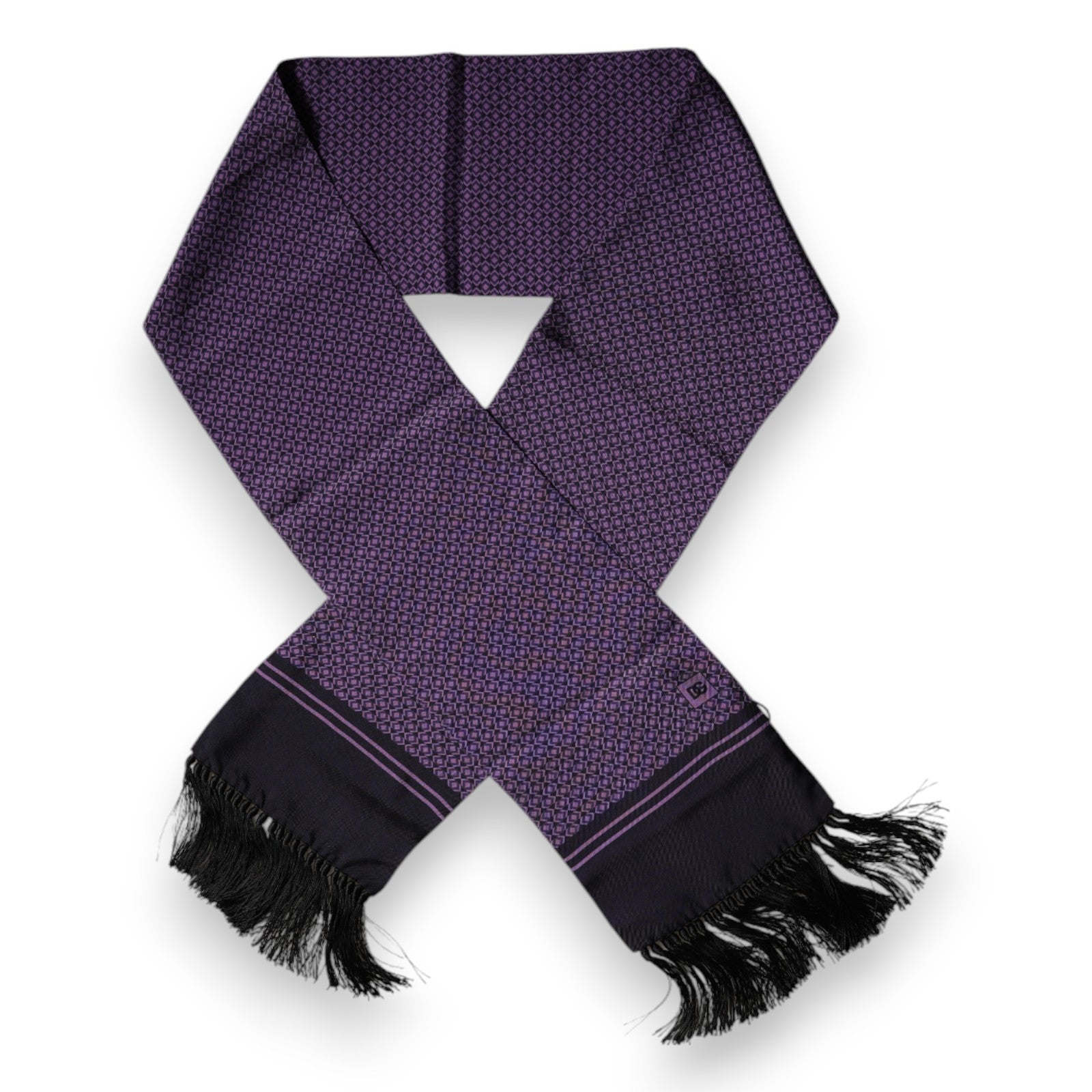 Dolce & Gabbana Purple Fantasy Silk Fringes Neck Wrap Men's Scarf
