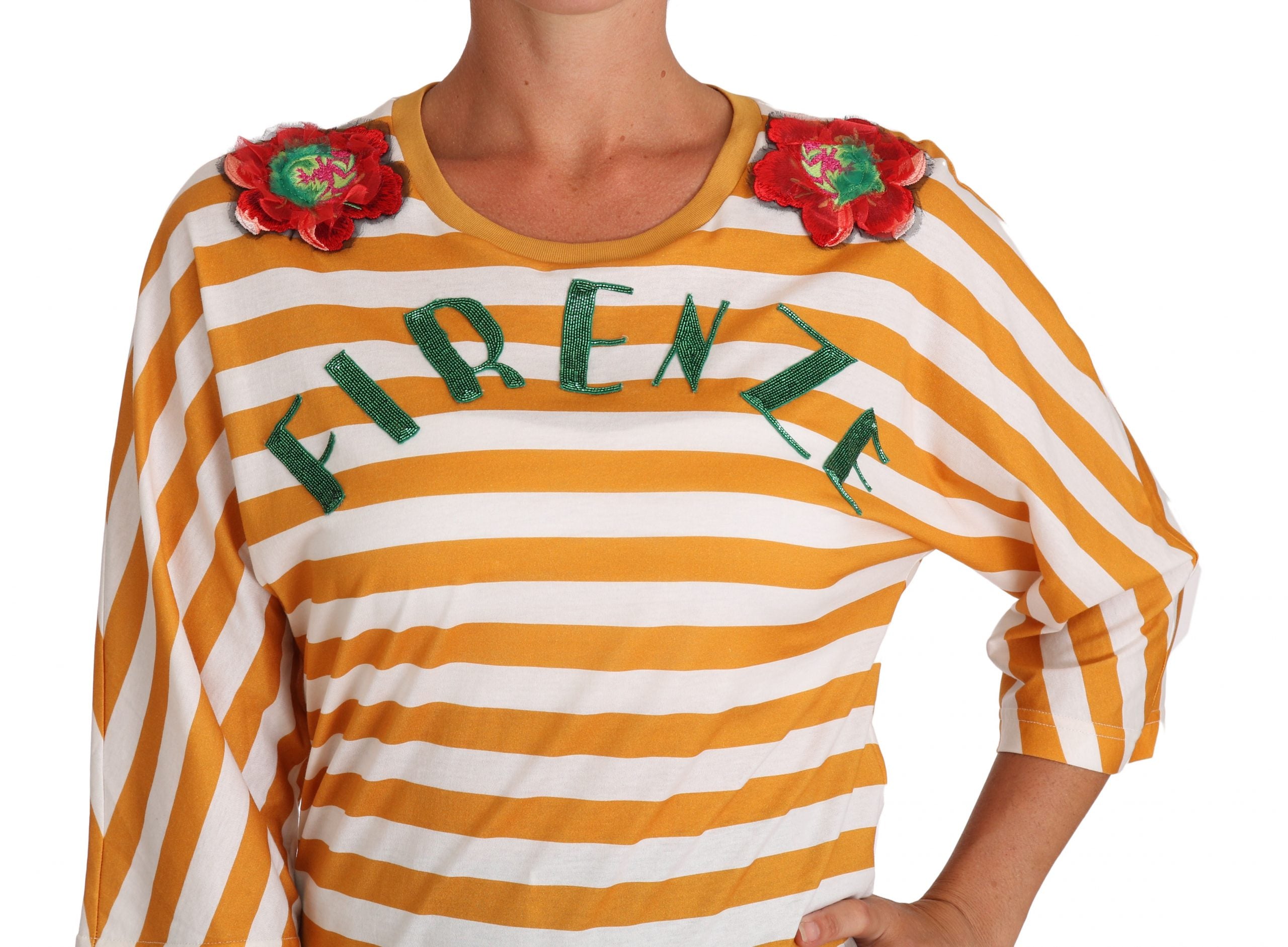 Dolce & Gabbana White Orange FIRENZE Top Women's T-shirt
