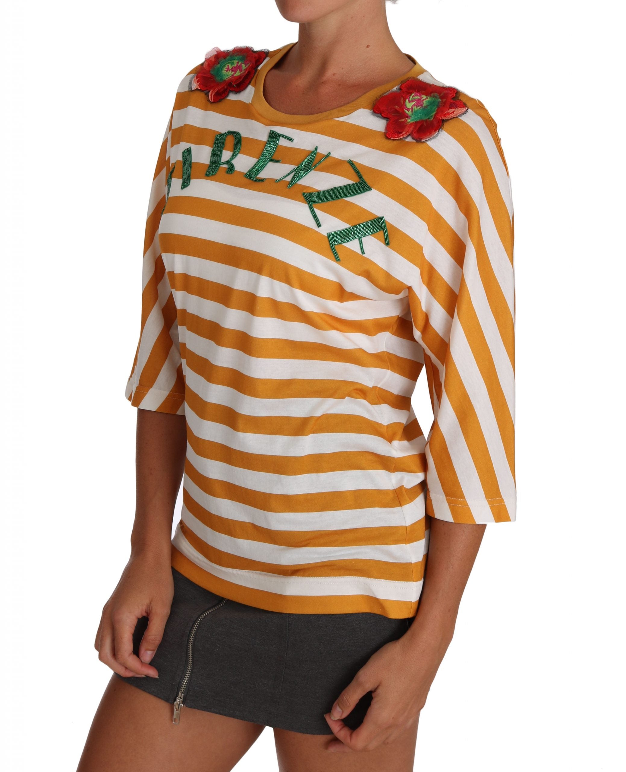 Dolce & Gabbana White Orange FIRENZE Top Women's T-shirt
