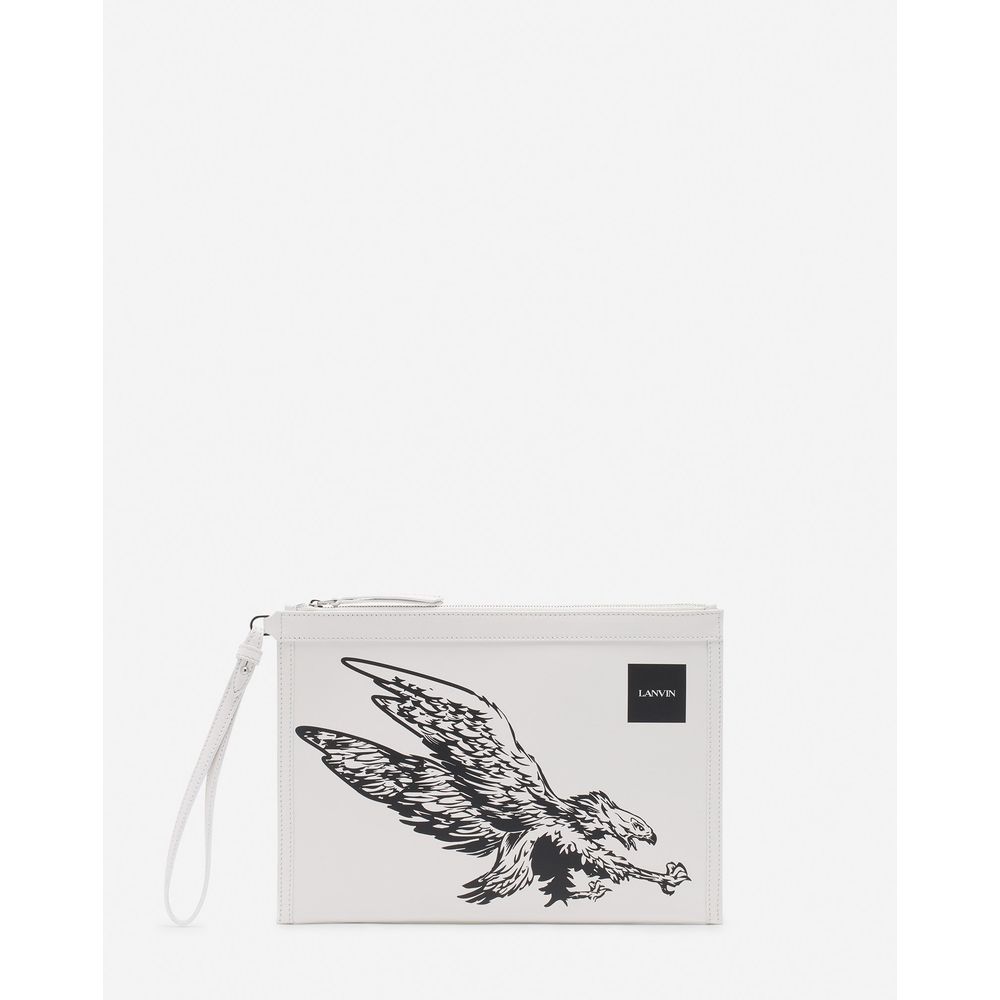 Lanvin White Leather Men Pouch Men's Wallet