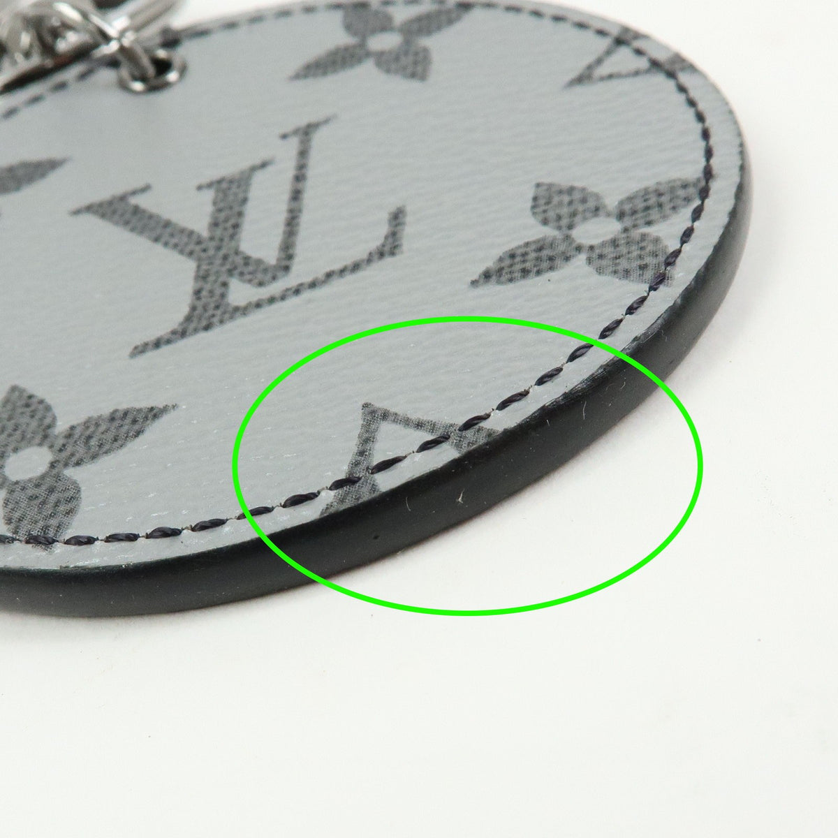 Louis Vuitton Round Bag Charm And Key Holder Reverse Monogram Eclipse None Silver Canvas Charms And Keychains Accessory (Pre-Owned)