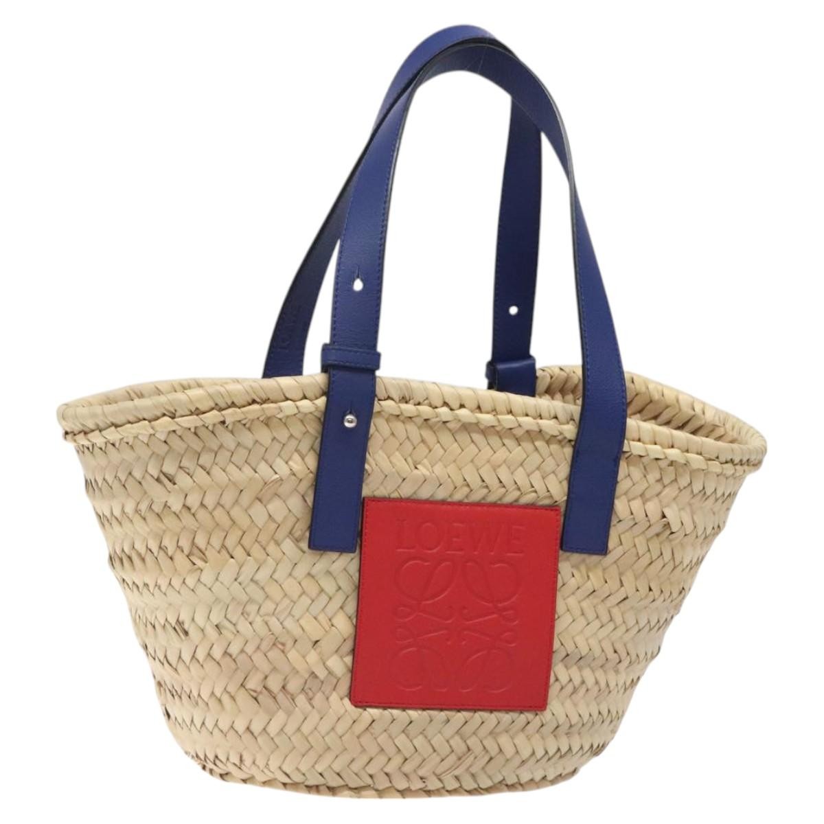 Loewe Basket Tote Raffia Beige Wood Bag (Pre-Owned)