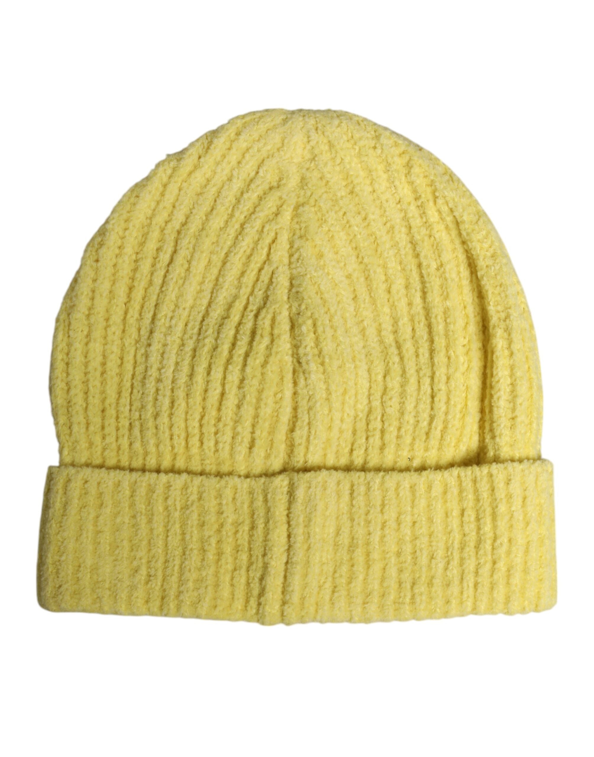Dolce & Gabbana Yellow Cotton Knitted Winter Beanie Men's Hat