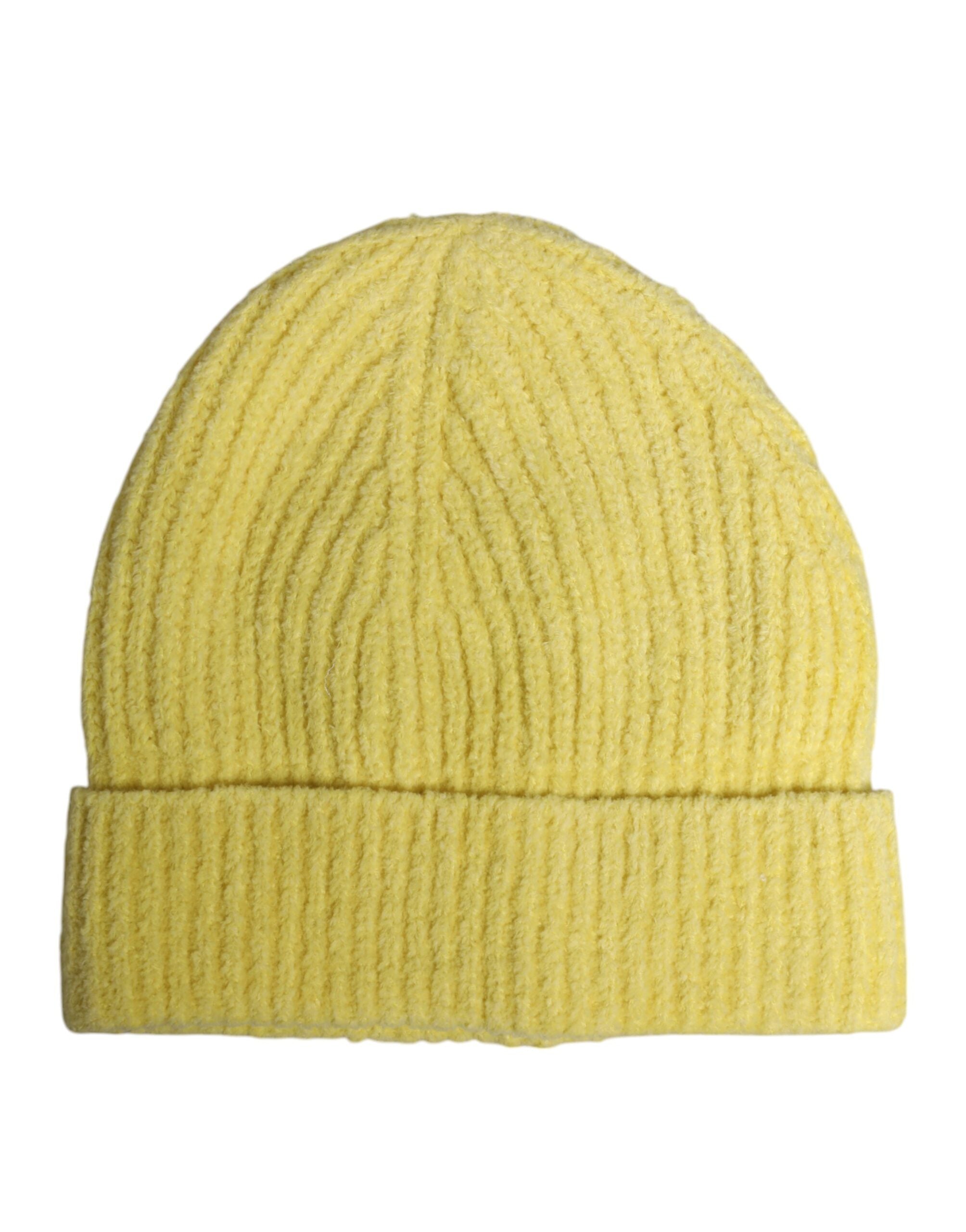 Dolce & Gabbana Yellow Cotton Knitted Winter Beanie Men's Hat