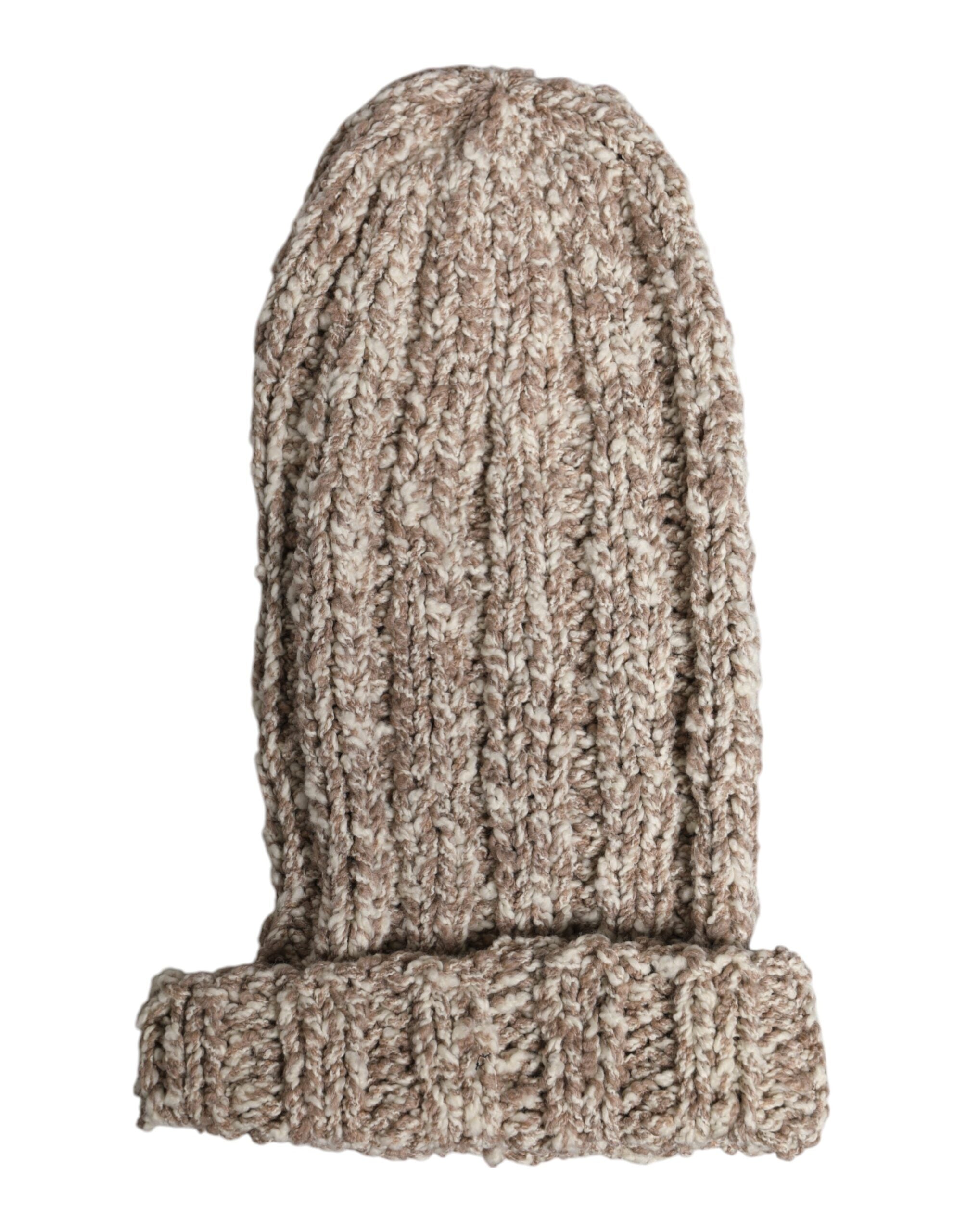 Dolce & Gabbana Beige Wool Knitted Ski Mask Balaclava Men's Hat