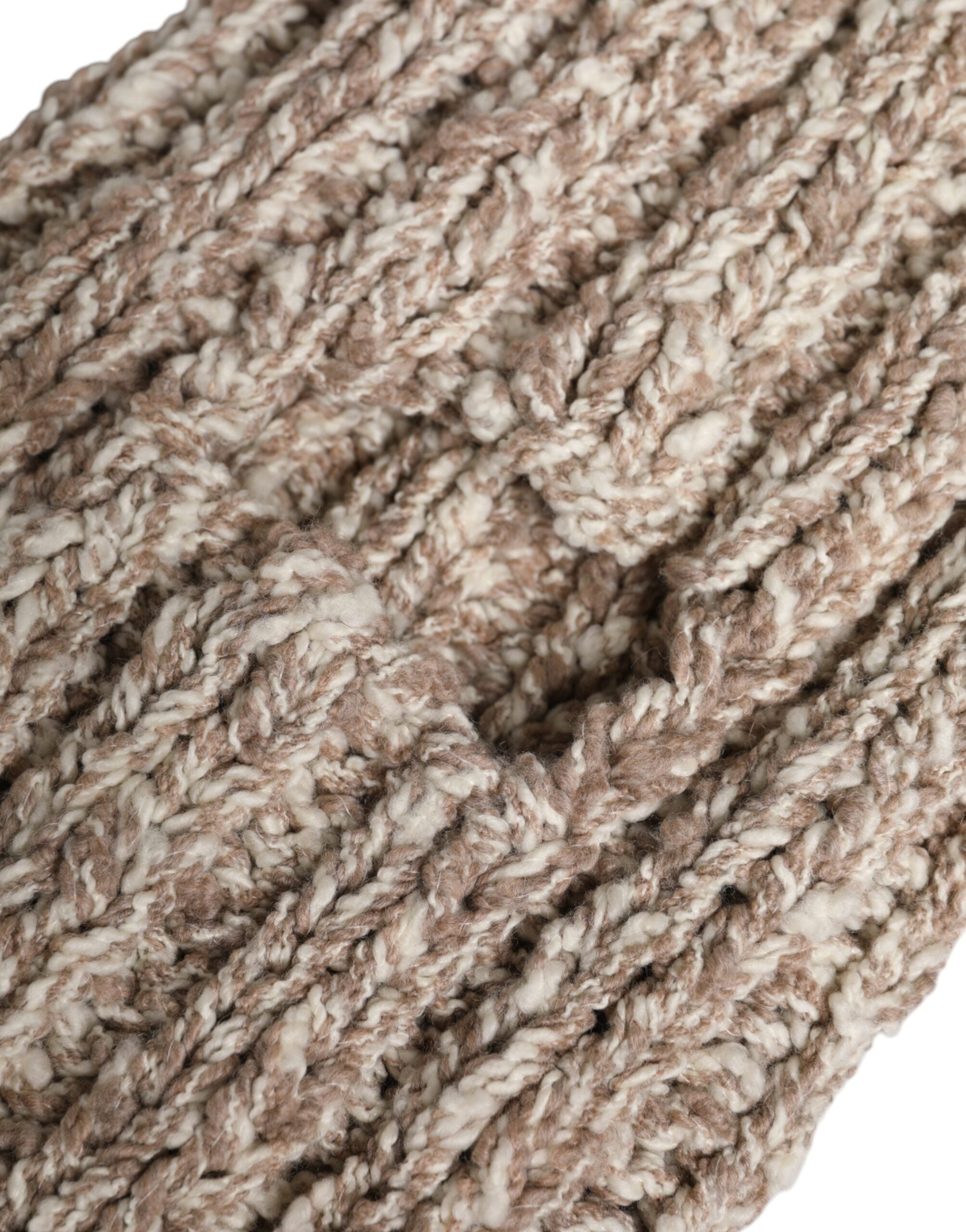 Dolce & Gabbana Beige Wool Knitted Ski Mask Balaclava Men's Hat