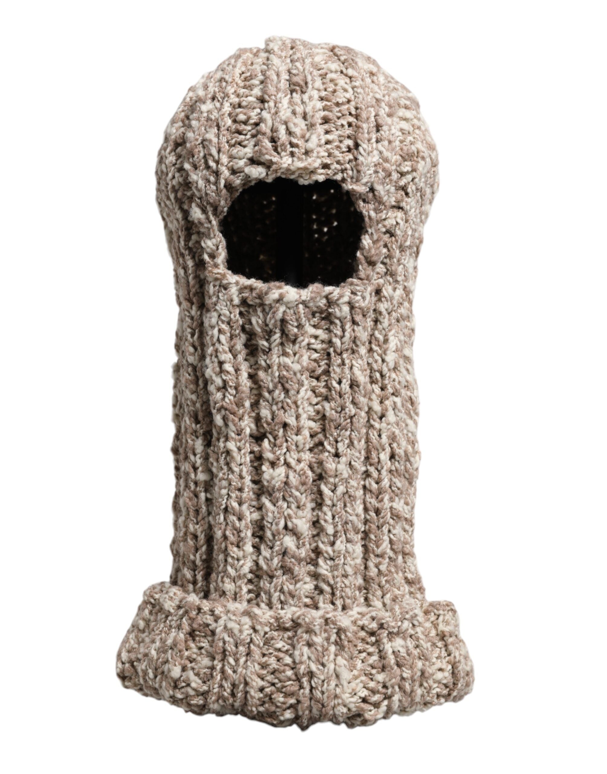 Dolce & Gabbana Beige Wool Knitted Ski Mask Balaclava Men's Hat