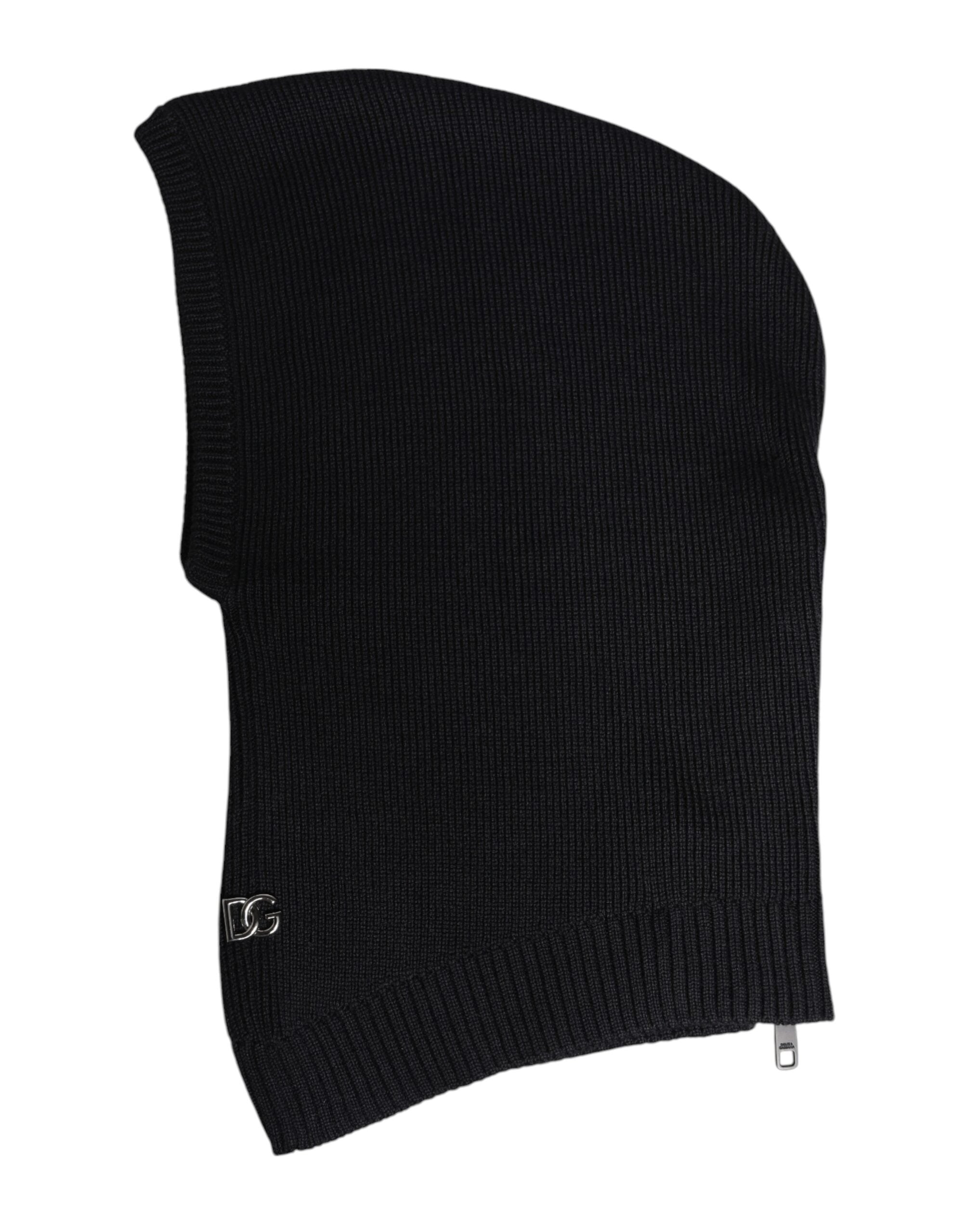 Dolce & Gabbana Black Wool Whole Head Wrap Balaclava Men's Hat