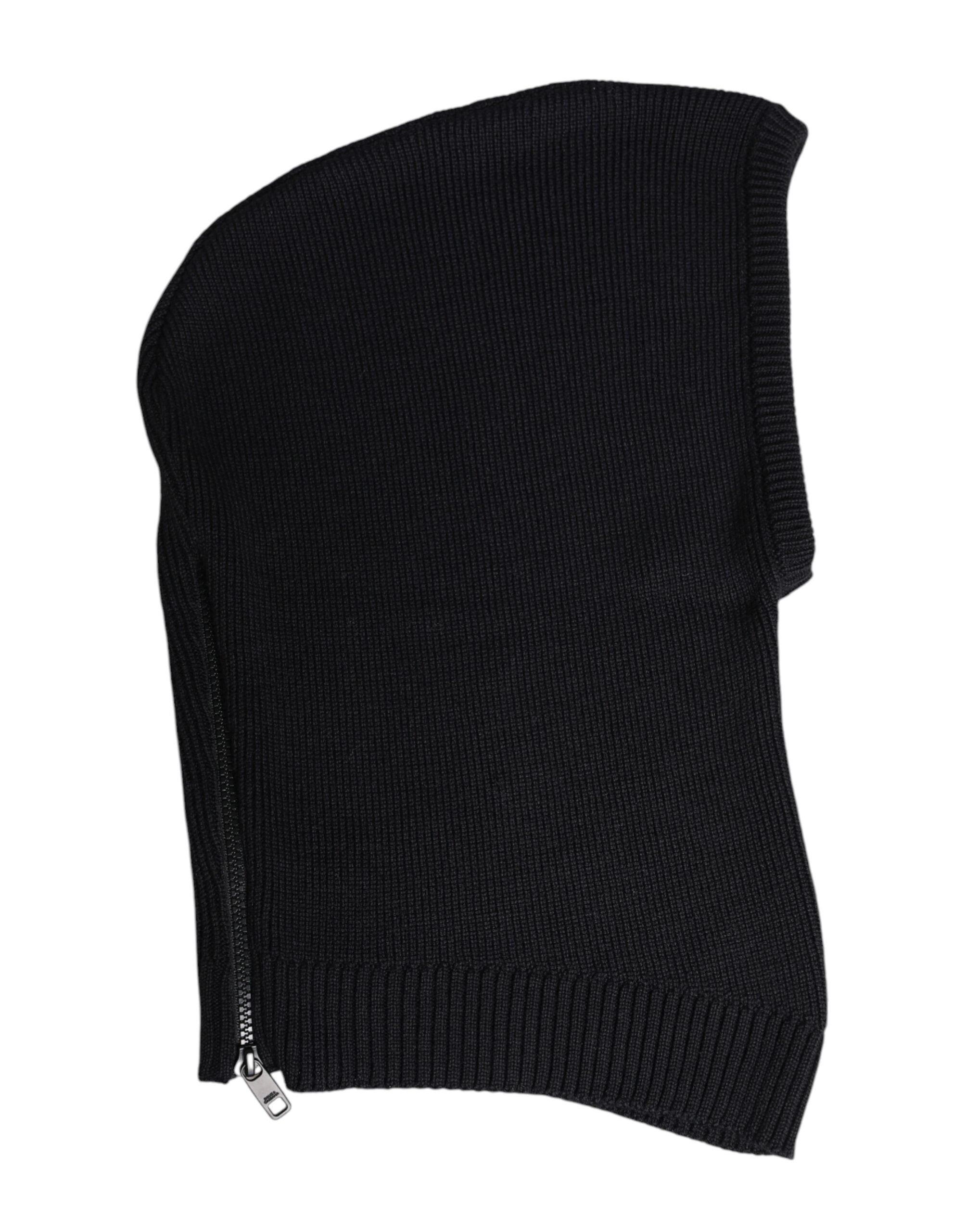 Dolce & Gabbana Black Wool Whole Head Wrap Balaclava Men's Hat