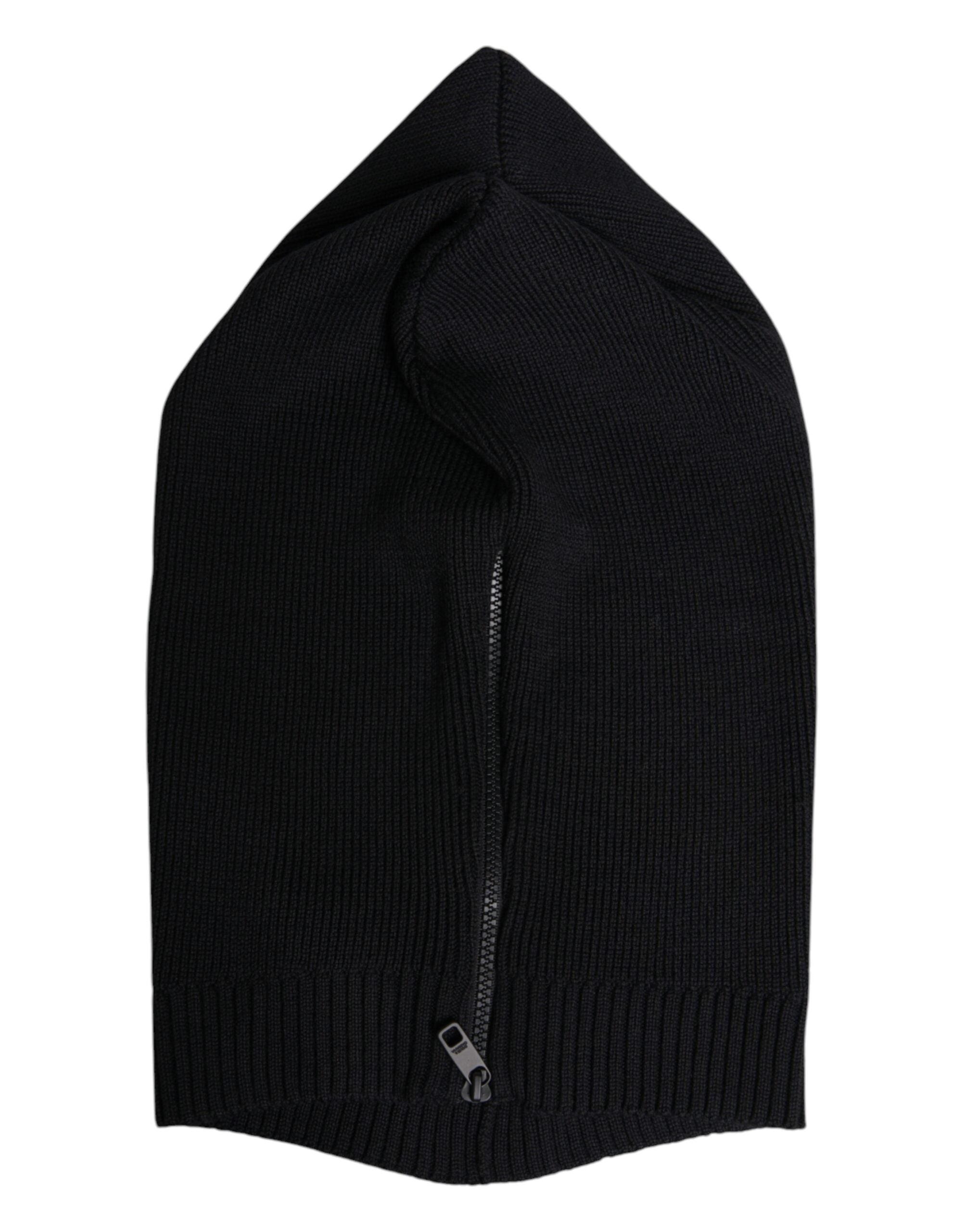 Dolce & Gabbana Black Wool Whole Head Wrap Balaclava Men's Hat