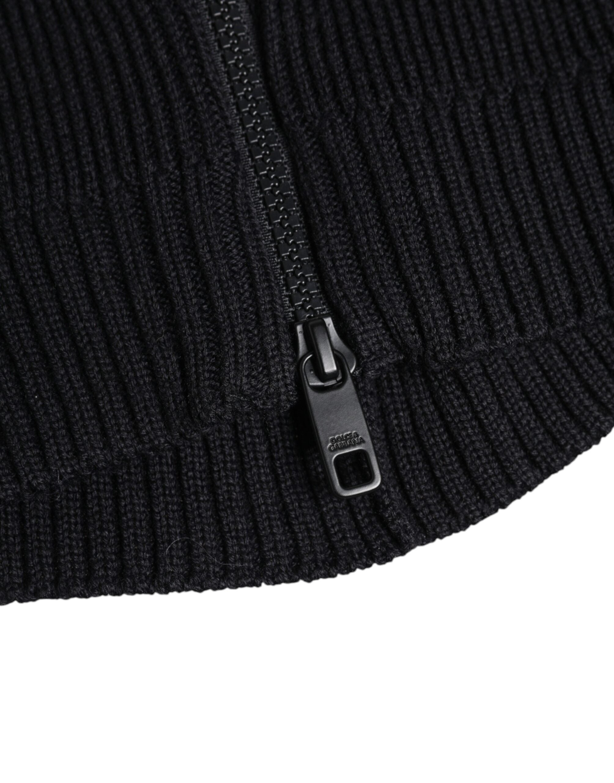 Dolce & Gabbana Black Wool Whole Head Wrap Balaclava Men's Hat