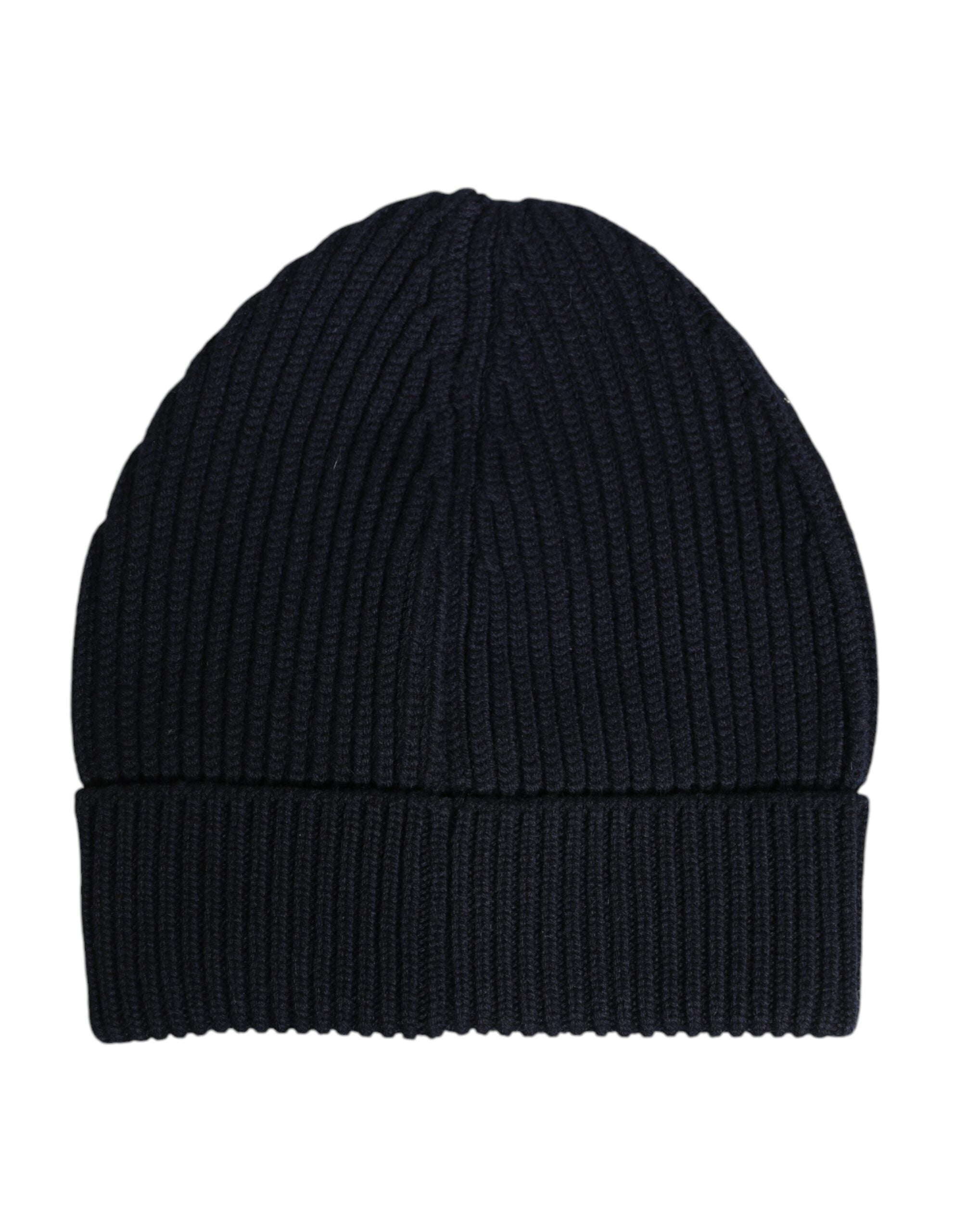 Dolce & Gabbana Black Cashmere Knitted Winter Beanie Men's Hat