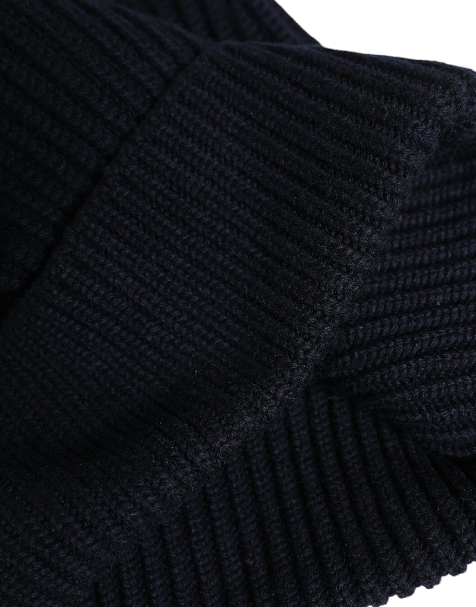Dolce & Gabbana Black Cashmere Knitted Winter Beanie Men's Hat