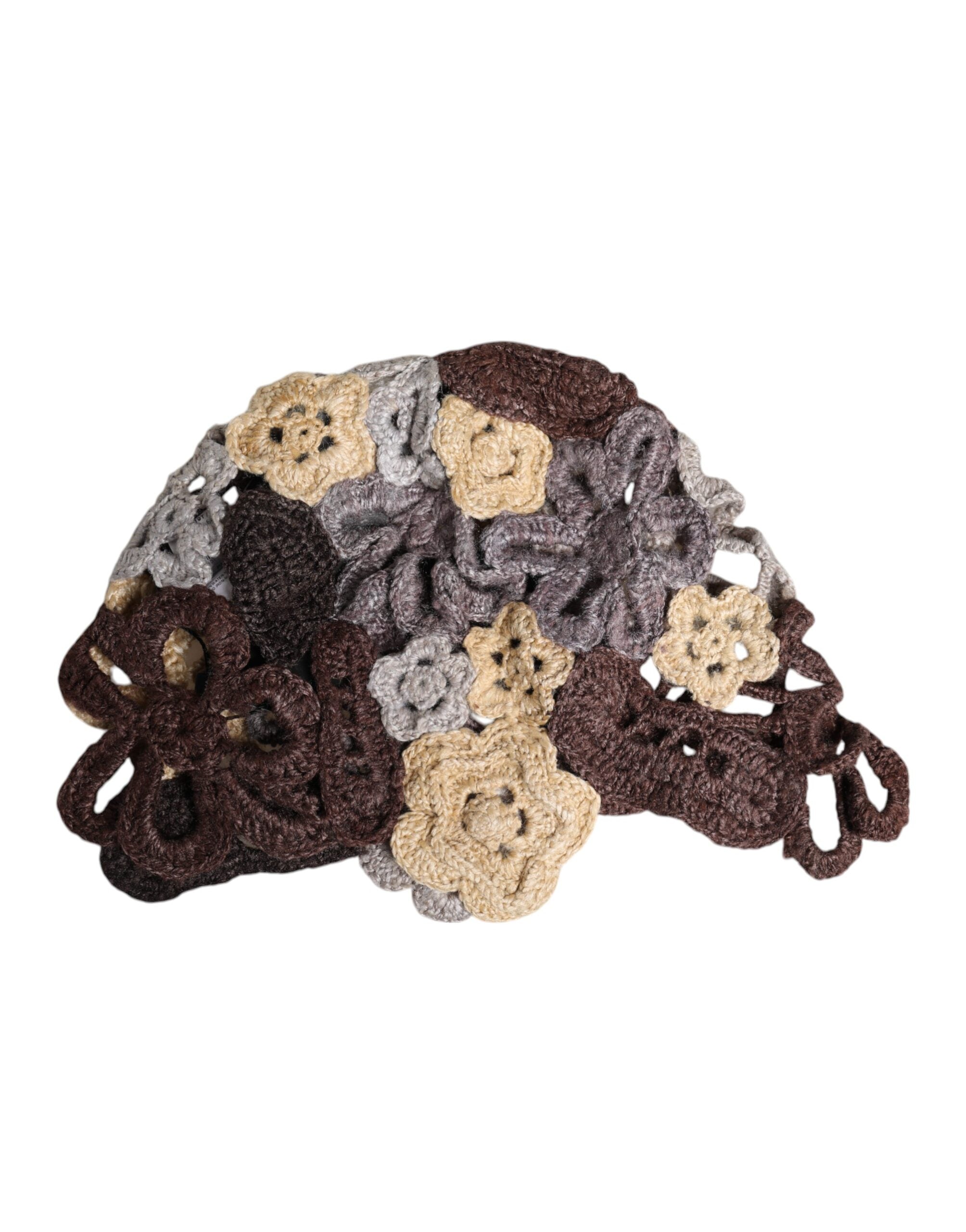 Dolce & Gabbana Multicolor Floral Silk Crochet Beanie Women's Hat