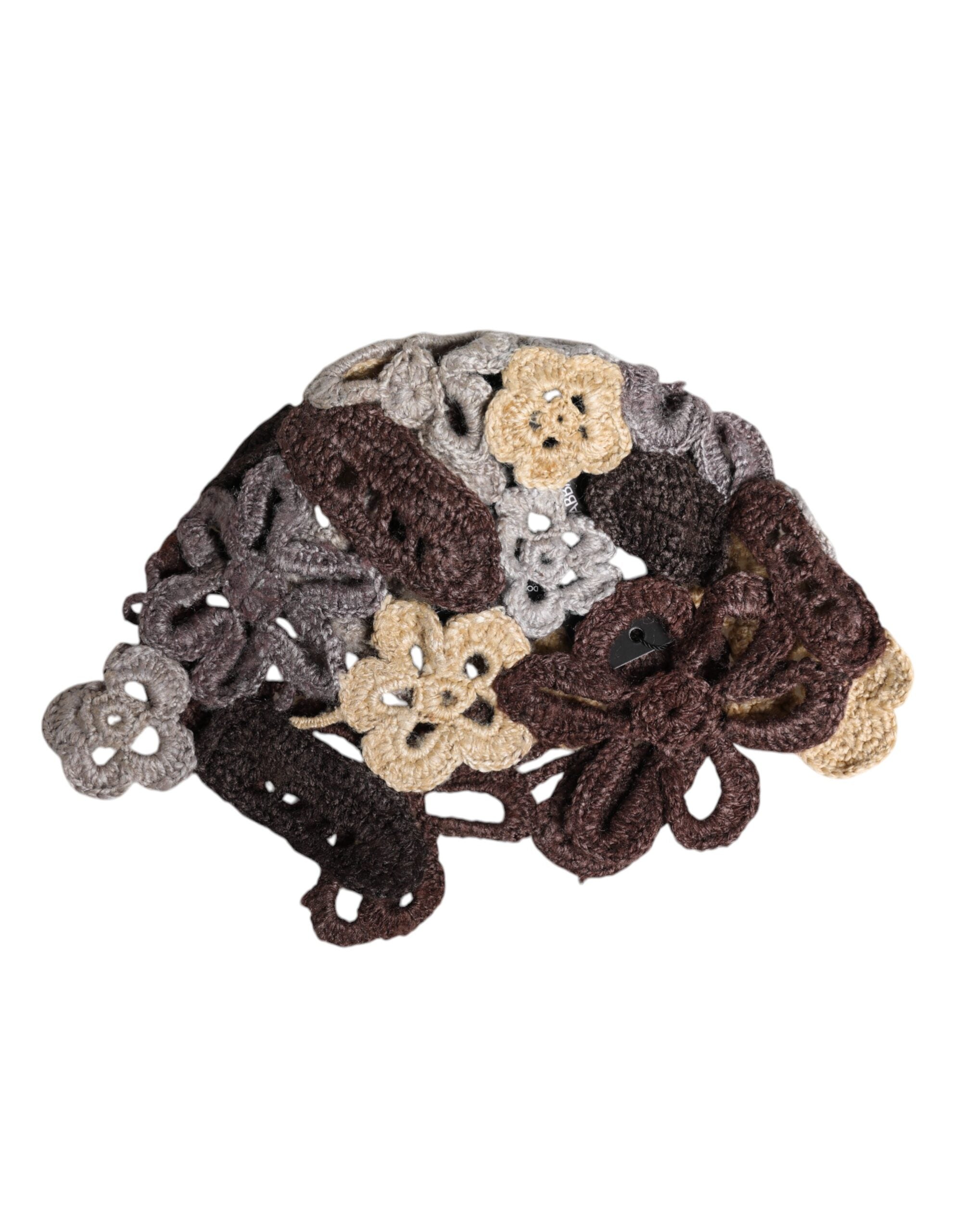 Dolce & Gabbana Multicolor Floral Silk Crochet Beanie Women's Hat