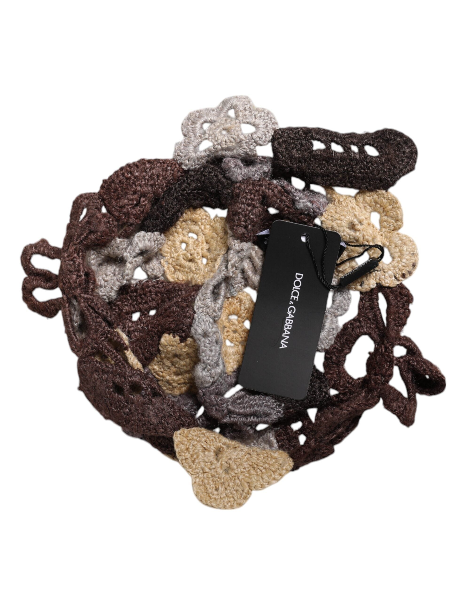 Dolce & Gabbana Multicolor Floral Silk Crochet Beanie Women's Hat