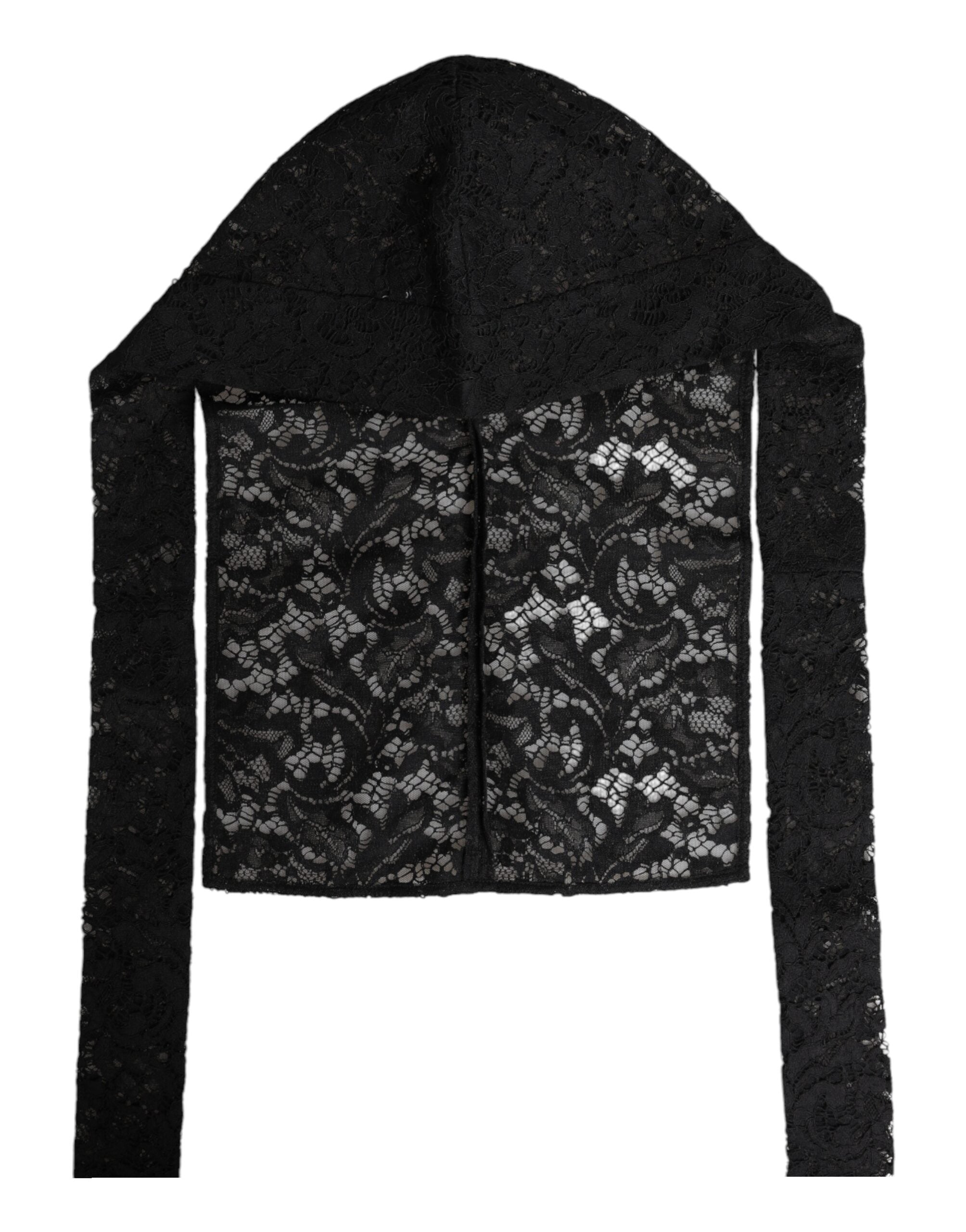 Dolce & Gabbana Black Floral Lace Whole Head Wrap Women's Hat