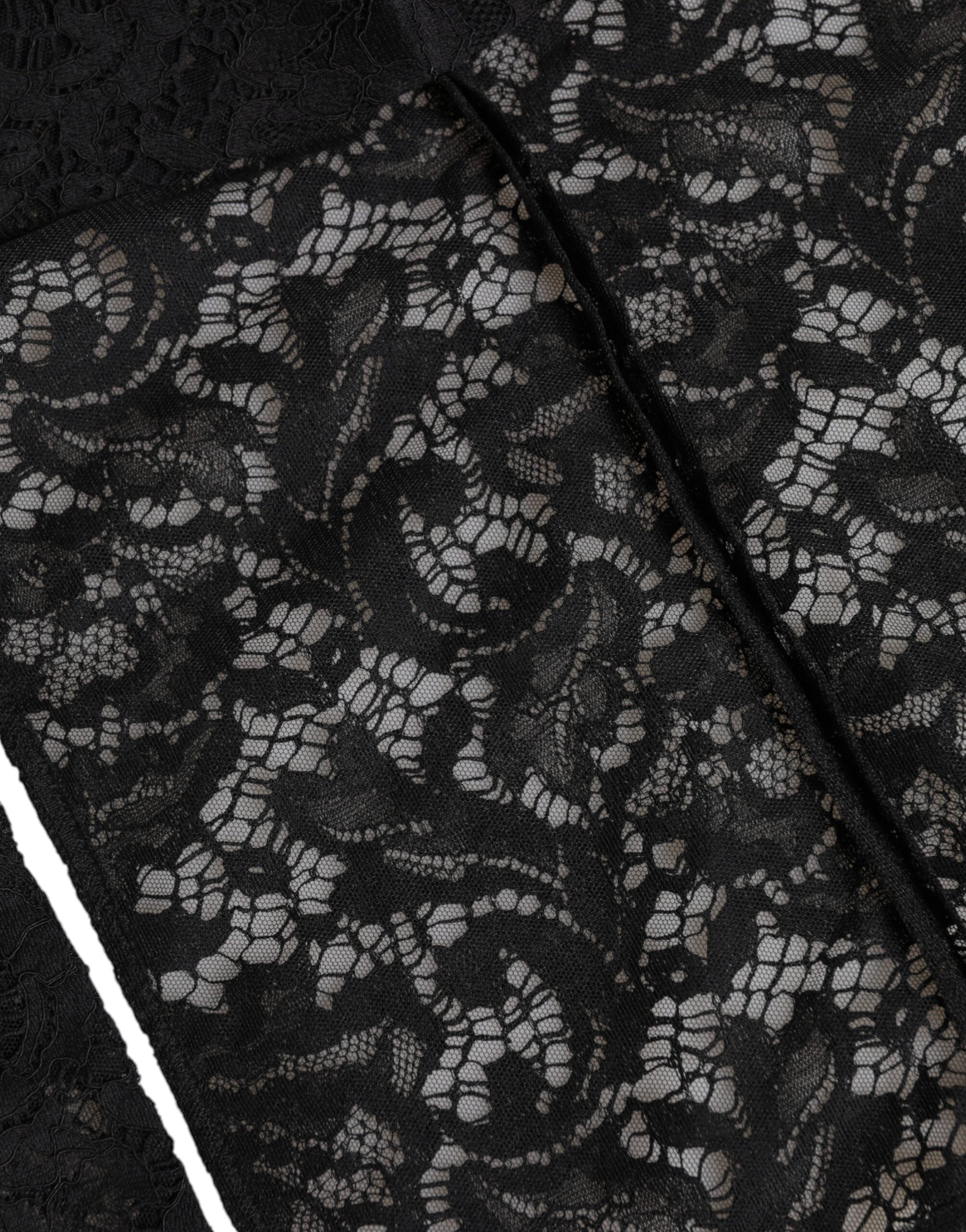 Dolce & Gabbana Black Floral Lace Whole Head Wrap Women's Hat