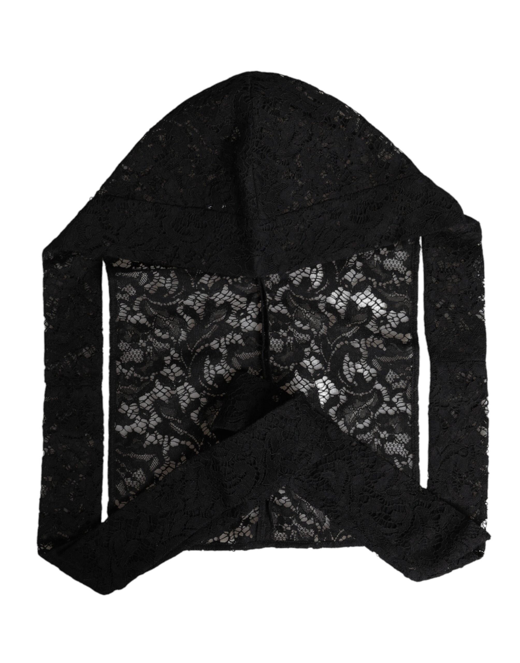 Dolce & Gabbana Black Floral Lace Whole Head Wrap Women's Hat