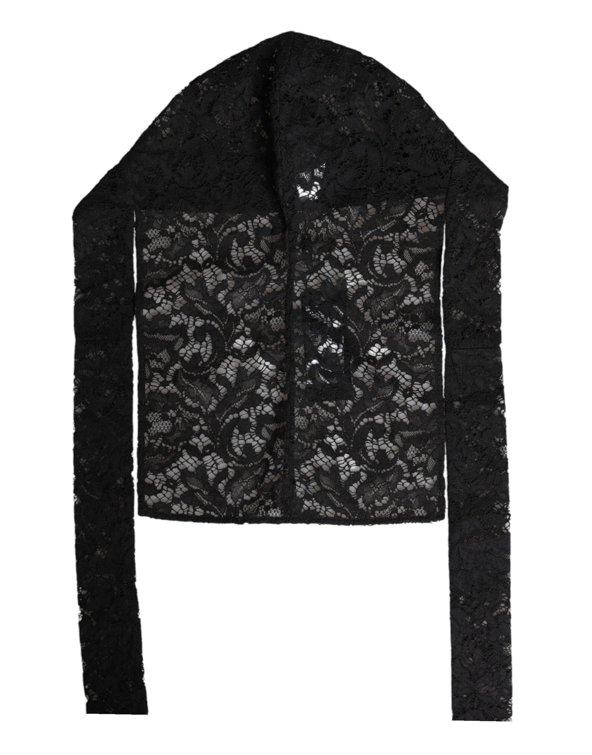 Dolce & Gabbana Black Floral Lace Whole Head Wrap Women's Hat