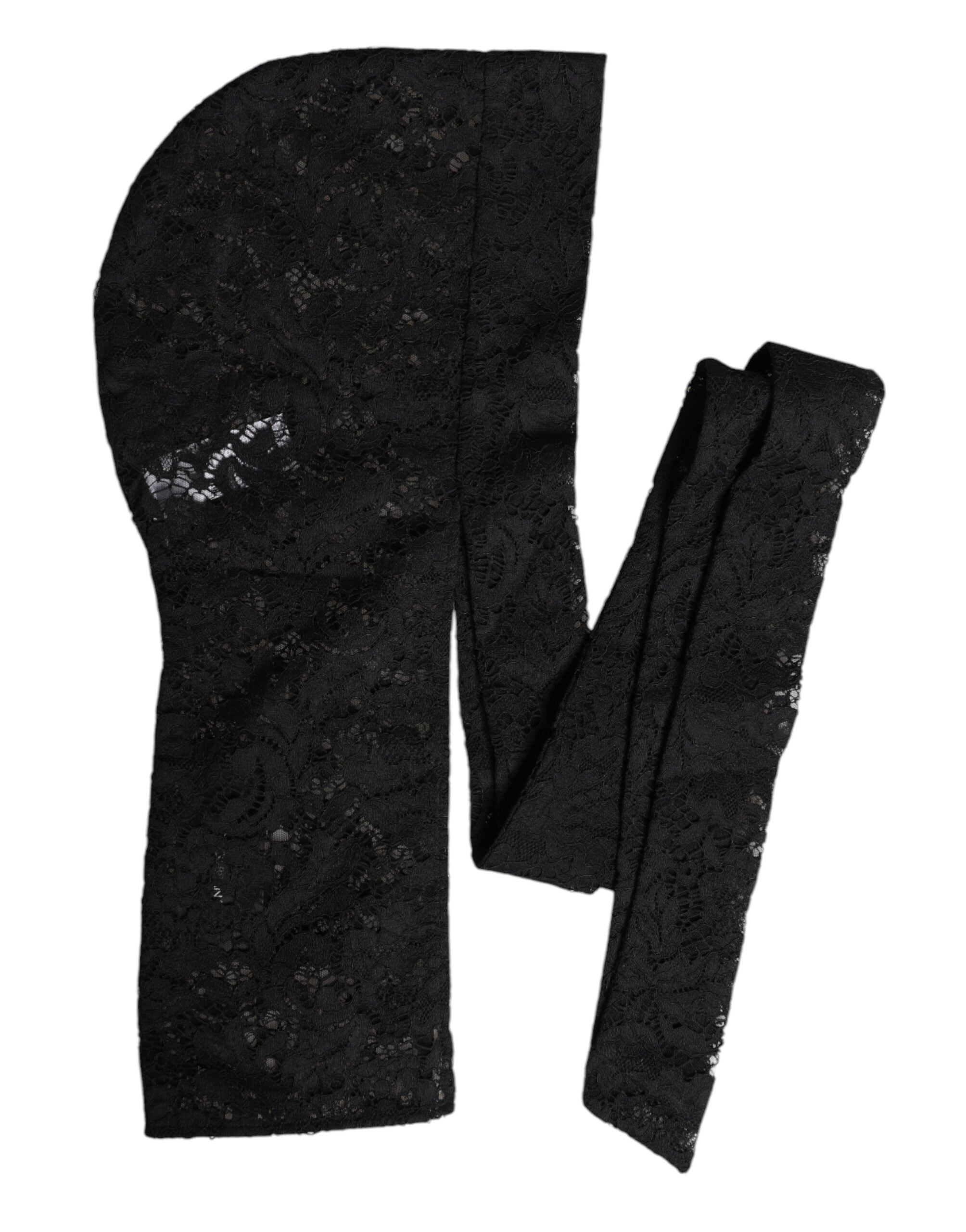Dolce & Gabbana Black Floral Lace Whole Head Wrap Women's Hat