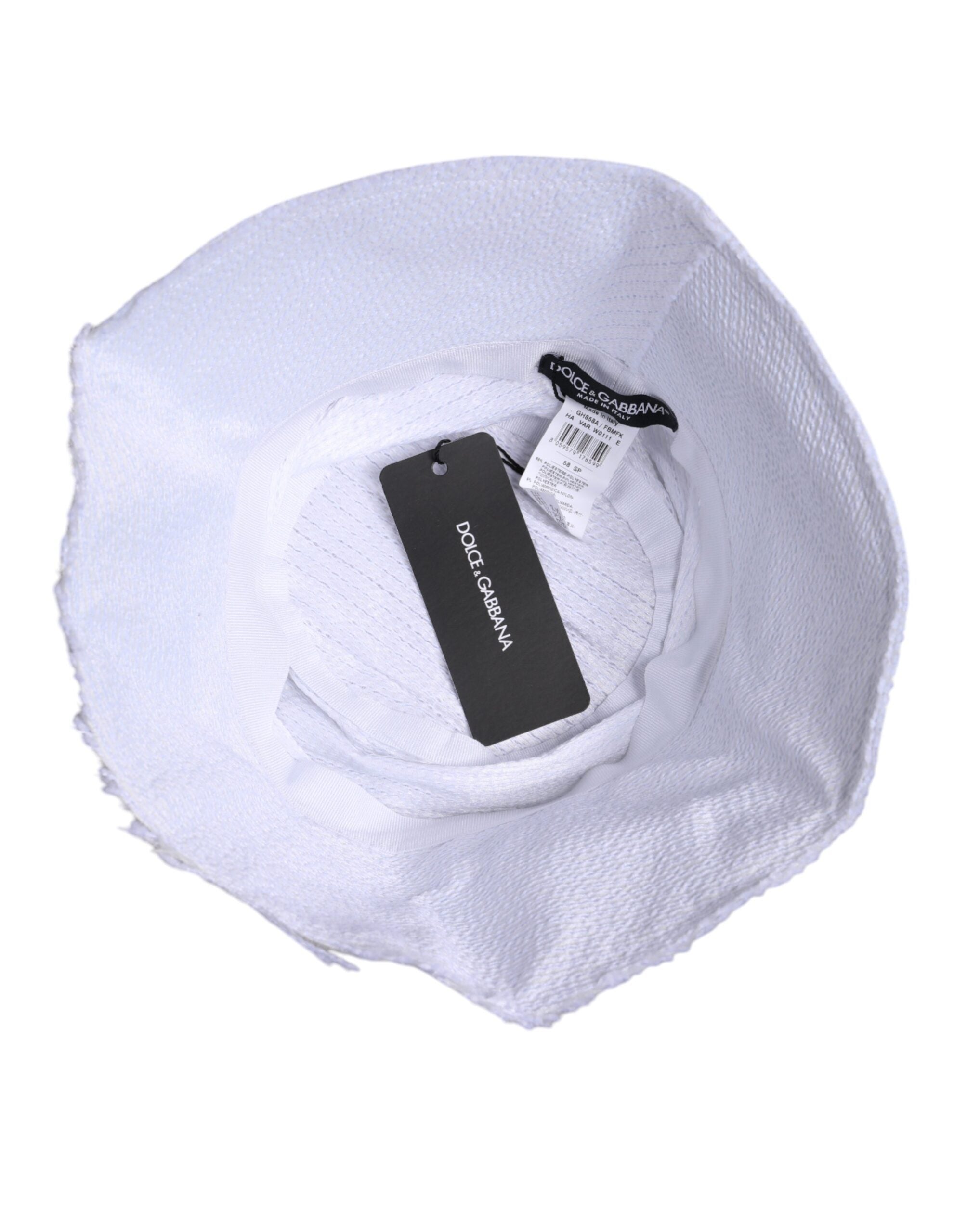 Dolce & Gabbana White Polyester Wide Brim Bucket Men's Hat