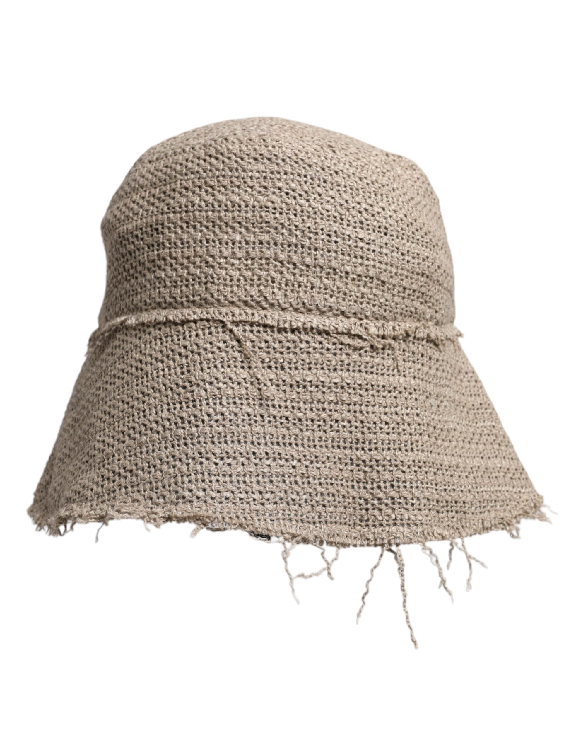 Dolce & Gabbana Beige Linen Wide Brim Bucket Men's Hat