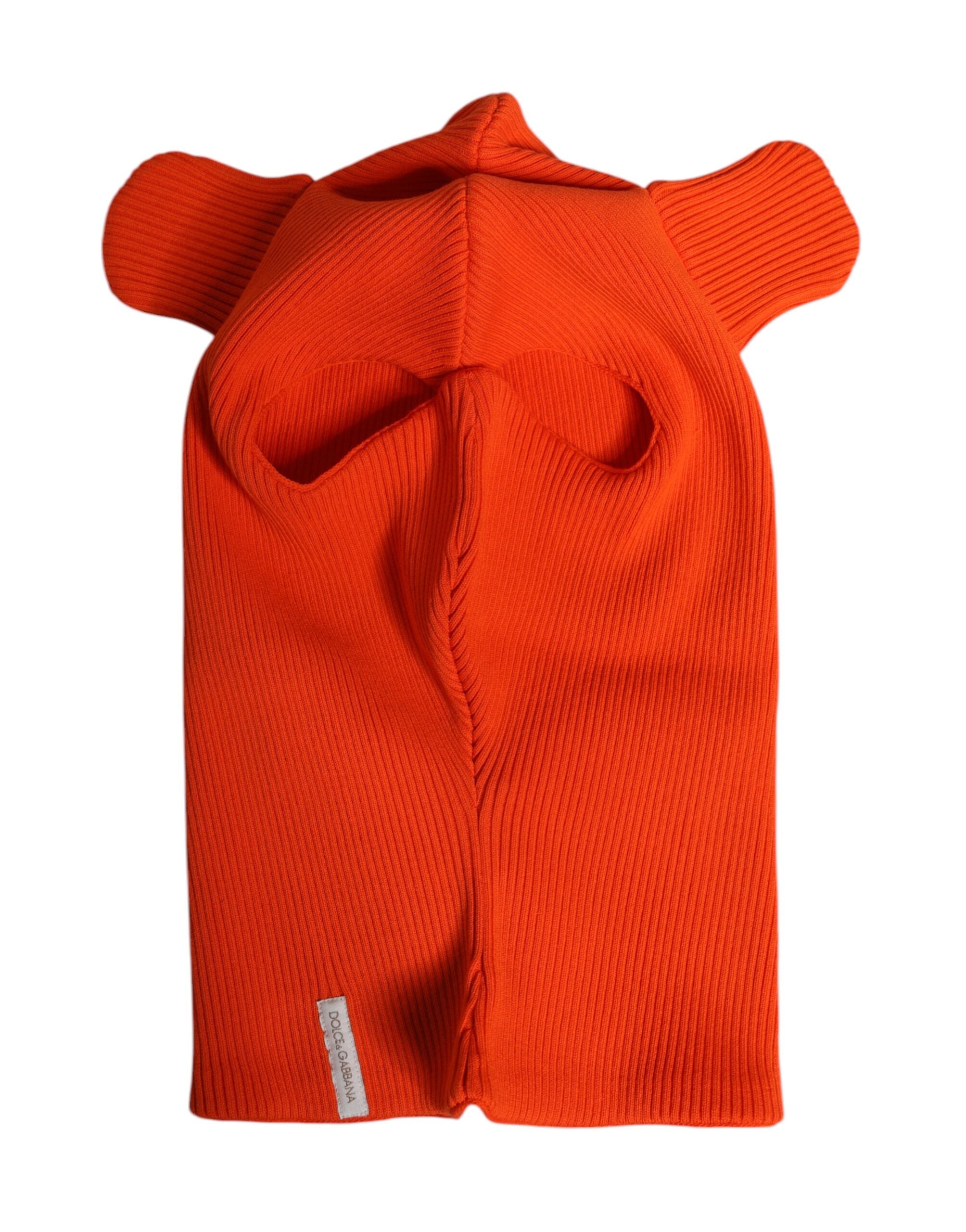 Dolce & Gabbana Orange Cotton Whole Head Wrap Balaclava Men's Hat