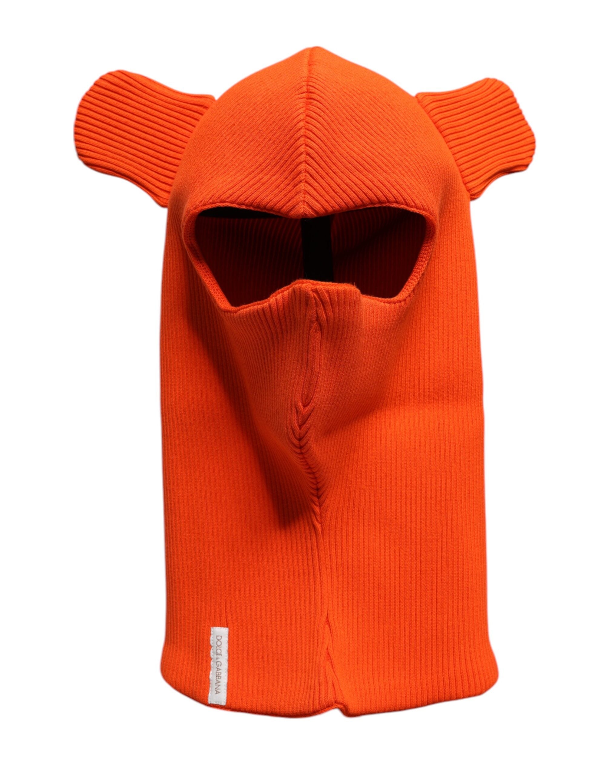 Dolce & Gabbana Orange Cotton Whole Head Wrap Balaclava Men's Hat