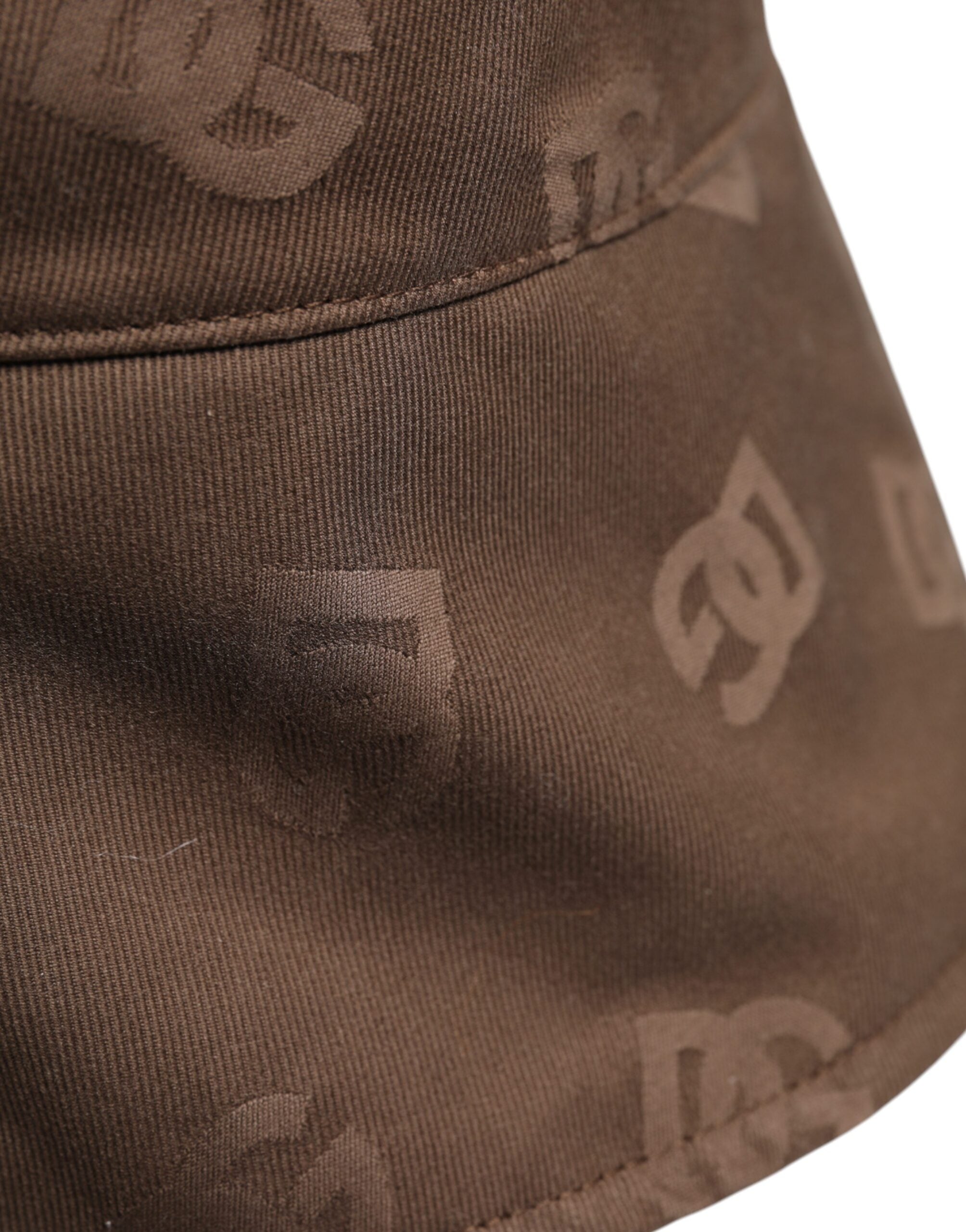 Dolce & Gabbana Brown Logo Monogram Cotton Bucket Men's Cap