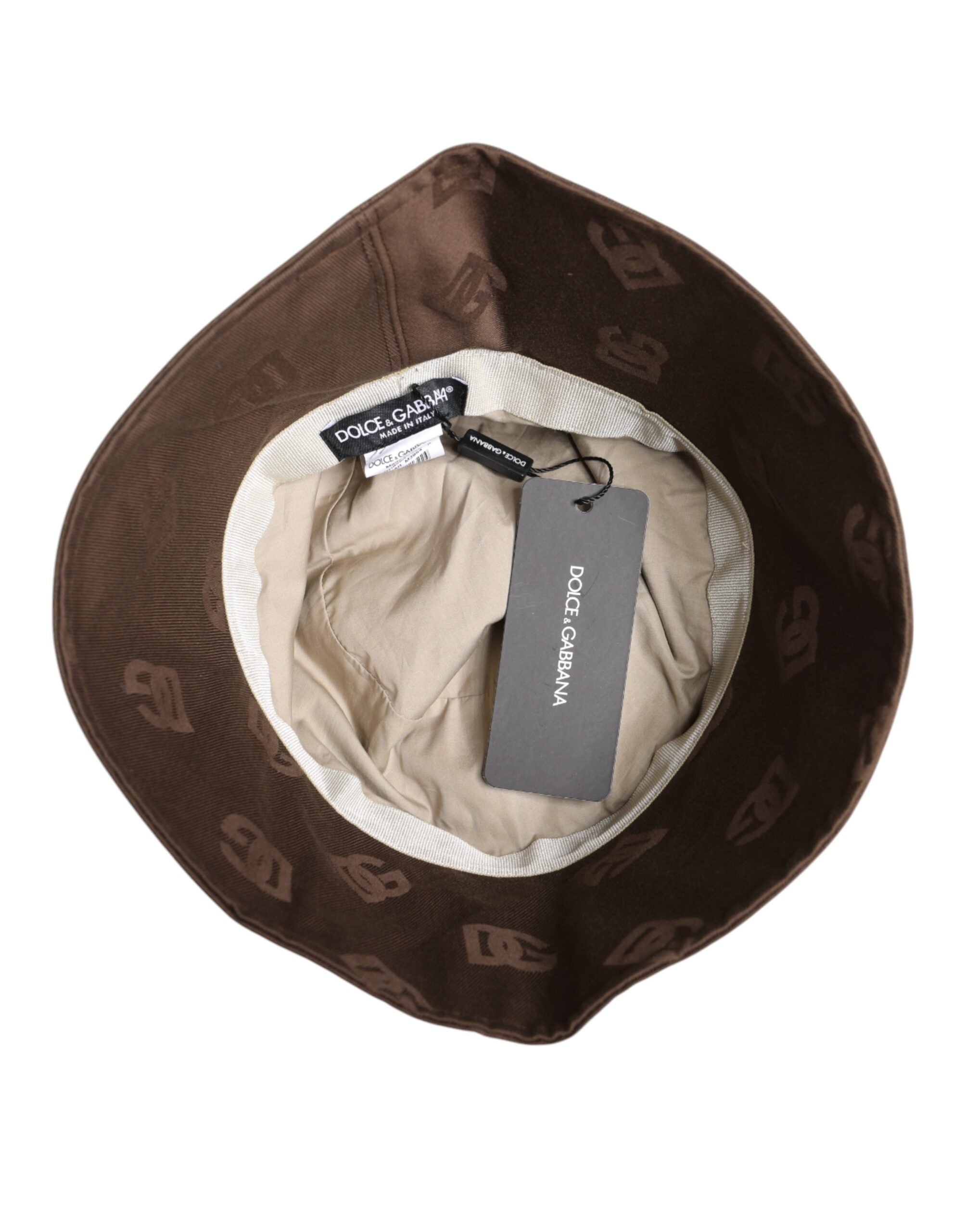 Dolce & Gabbana Brown Logo Monogram Cotton Bucket Men's Cap