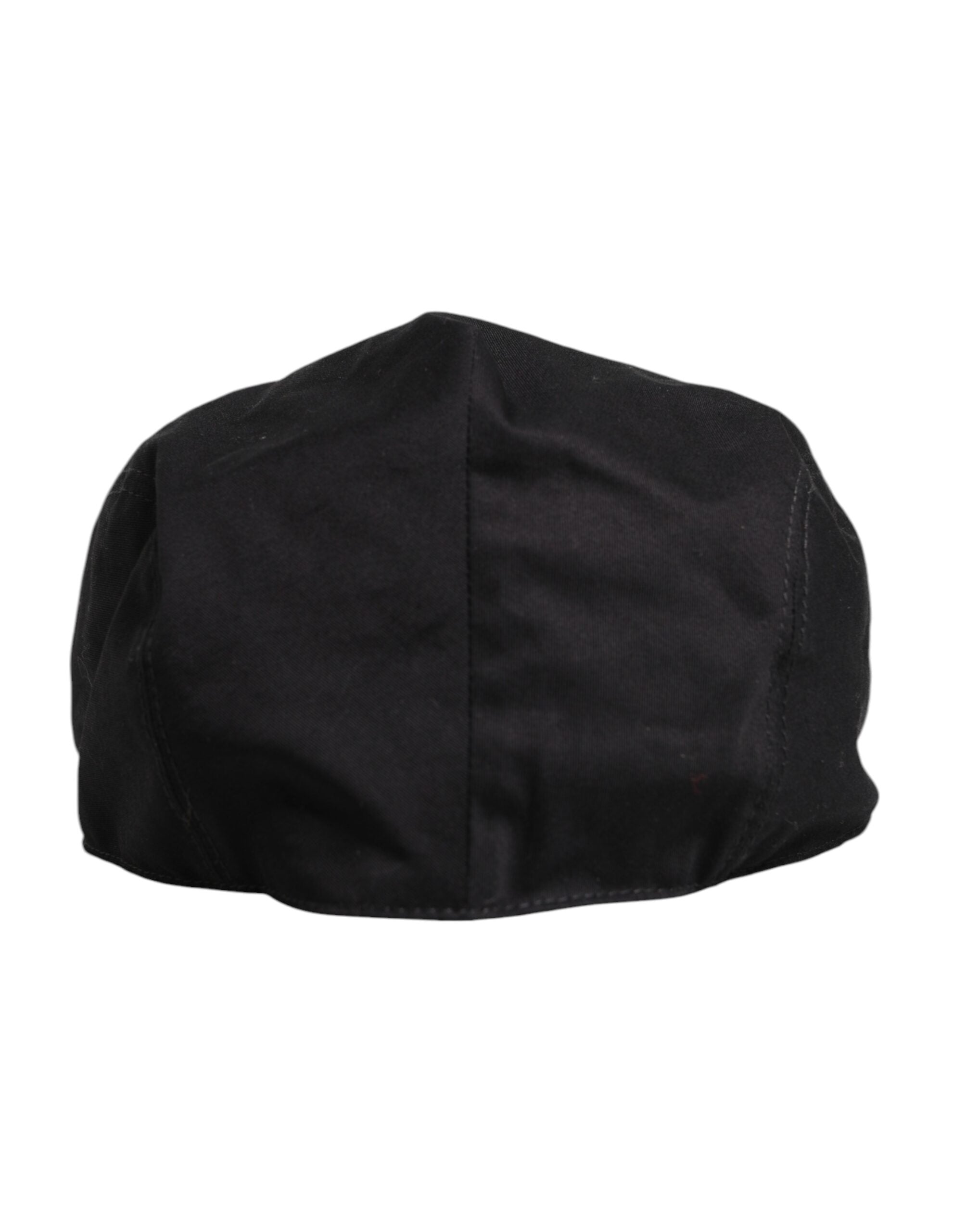 Dolce & Gabbana Black Cotton Newsboy Capello Cabbie Men's Hat