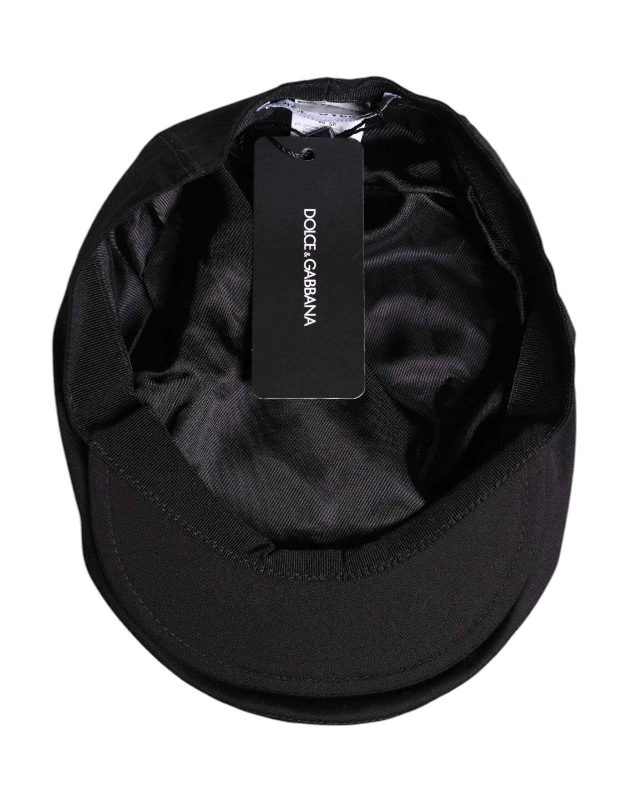 Dolce & Gabbana Black Cotton Newsboy Capello Cabbie Men's Hat