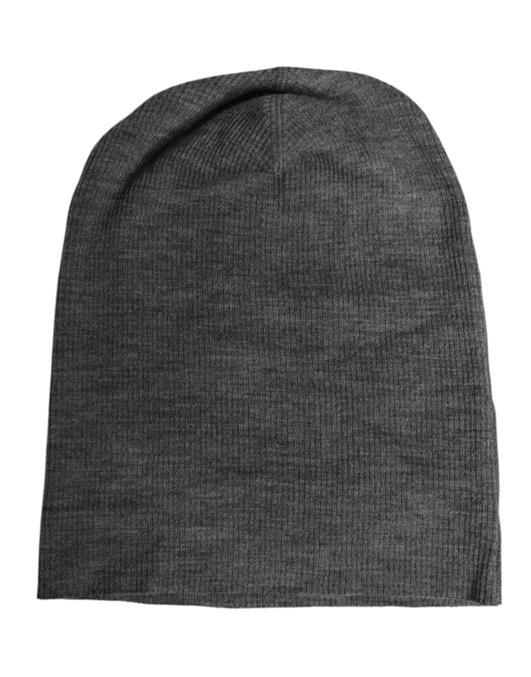 Dolce & Gabbana Gray Wool Blend Knitted Beanie Men's Cap