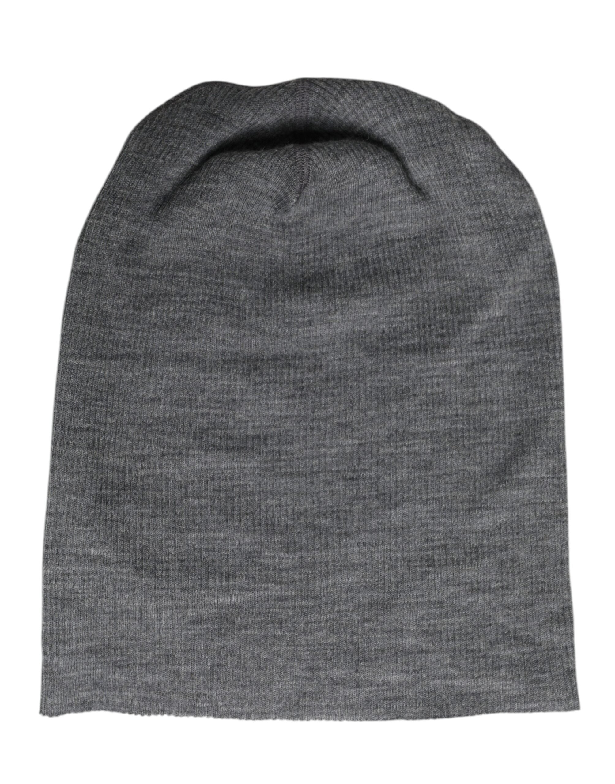 Dolce & Gabbana Gray Wool Blend Knitted Beanie Men's Cap