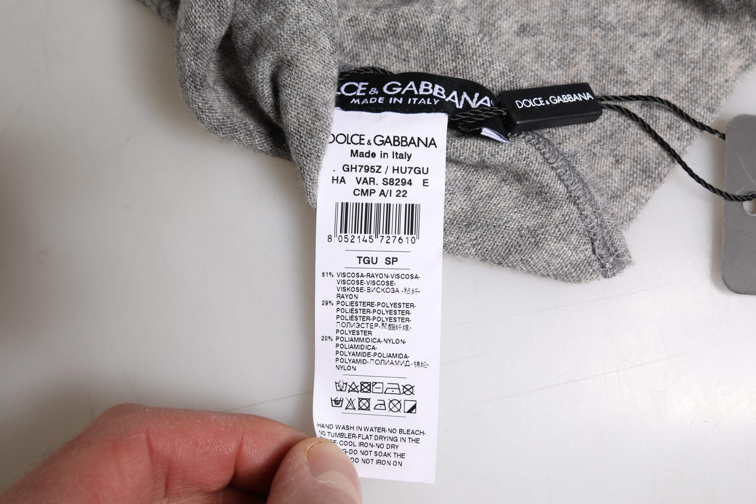 Dolce & Gabbana Gray Viscose Blend Knitted Beanie Men's Cap