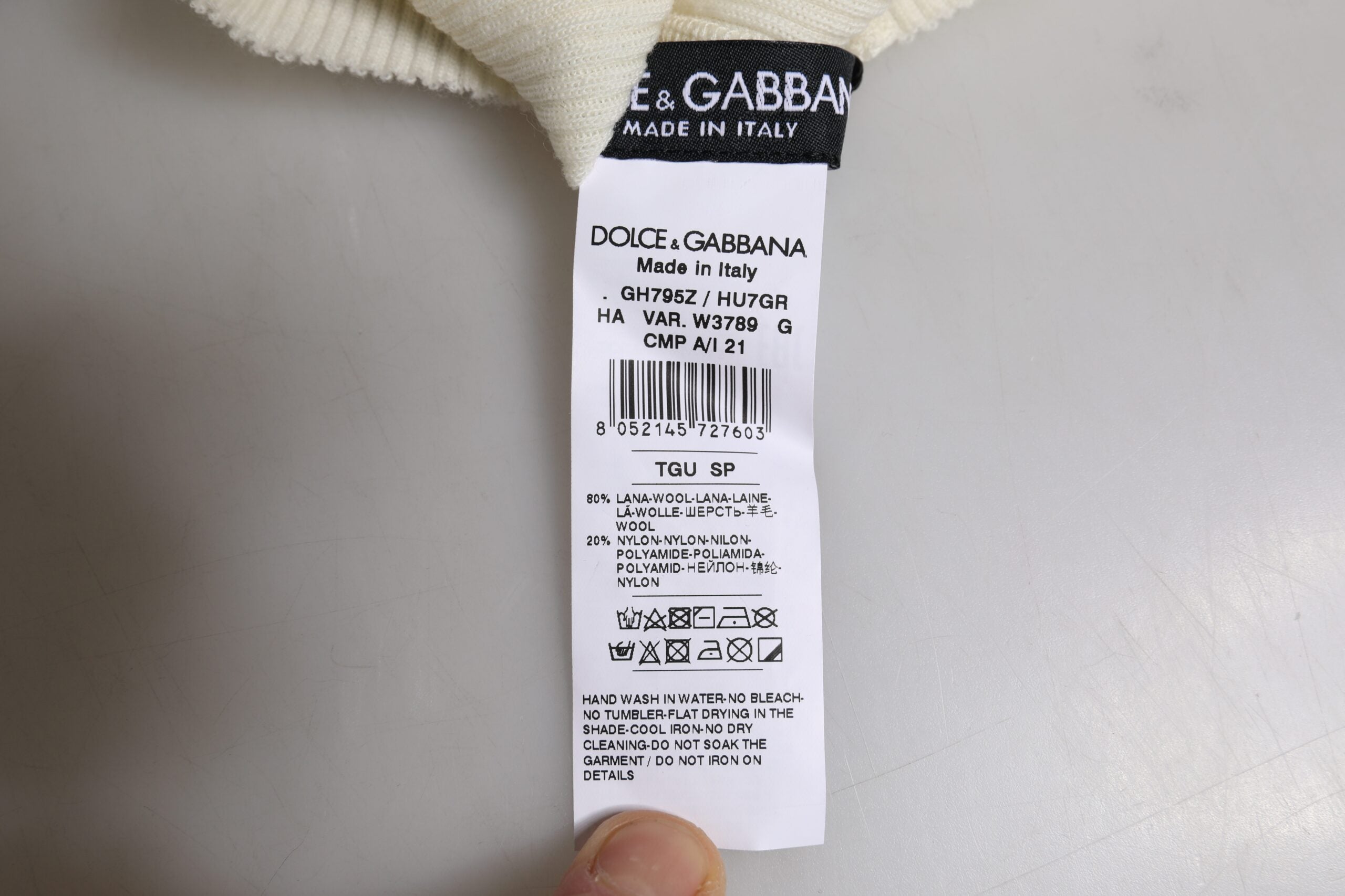 Dolce & Gabbana Beige Wool Blend Knitted Beanie Men's Cap