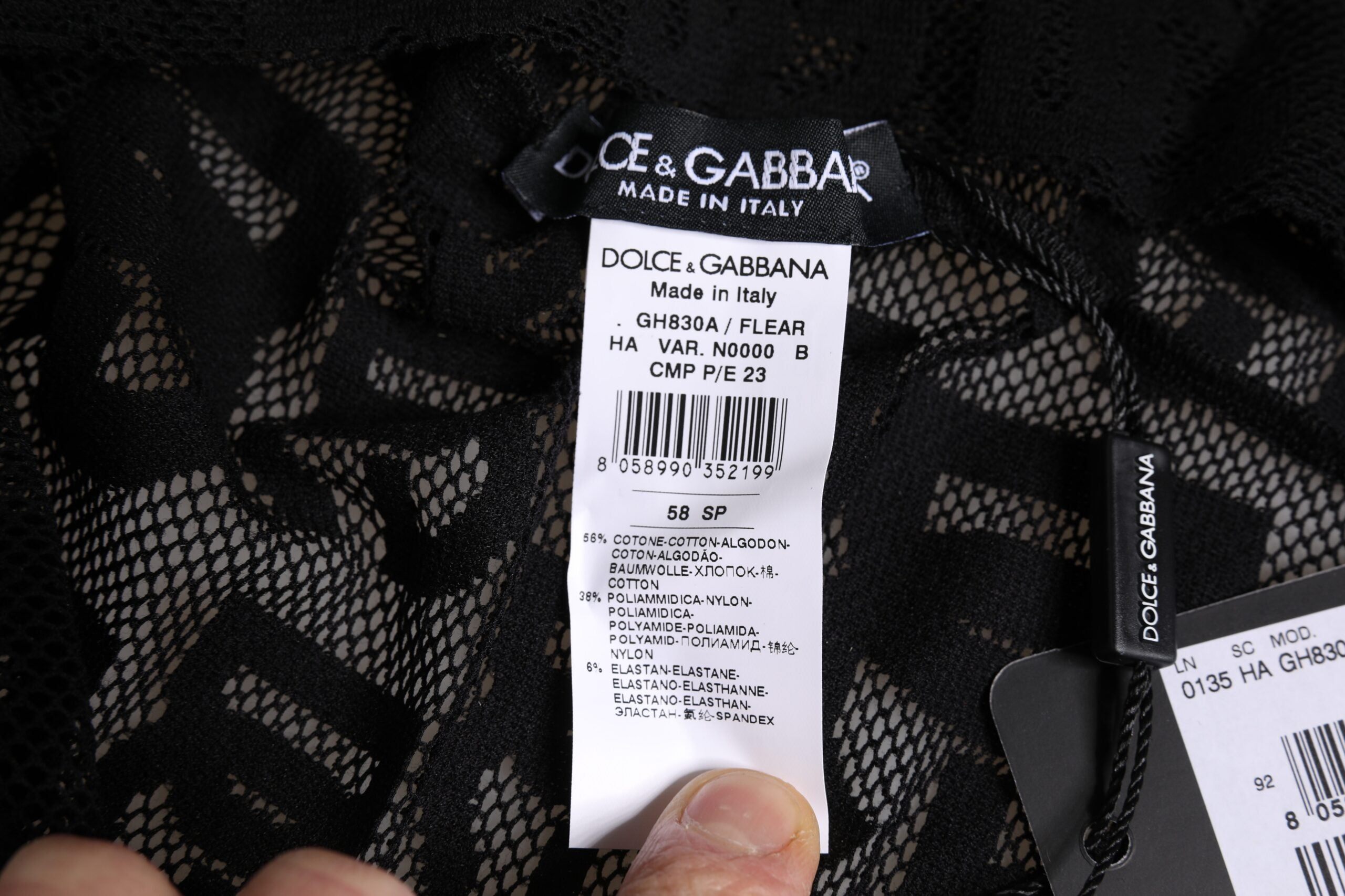 Dolce & Gabbana Black Logo Mesh Whole Head Wrap Women's Hat