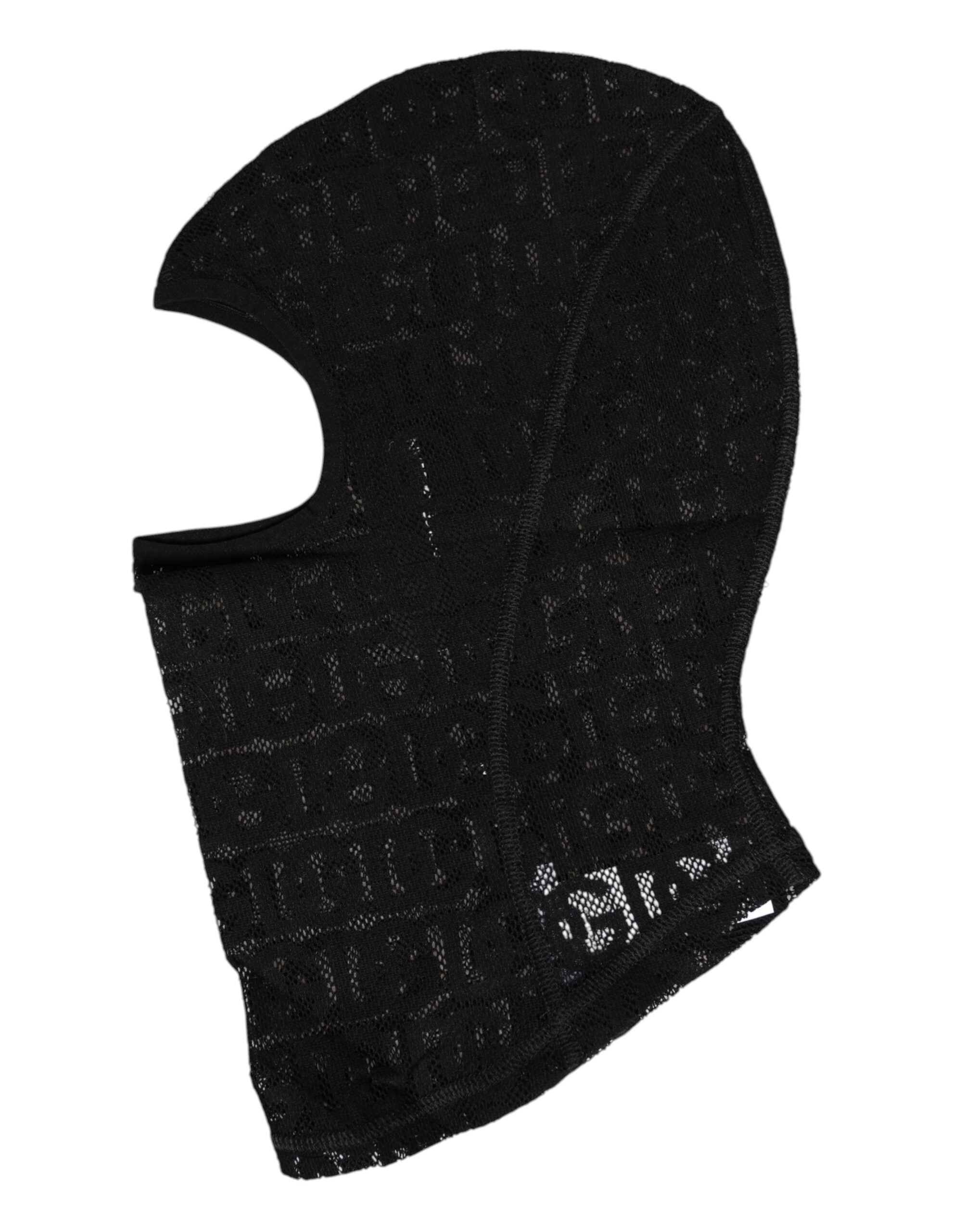 Dolce & Gabbana Black Logo Mesh Cotton Ski Mask Balaclava Men's Hat