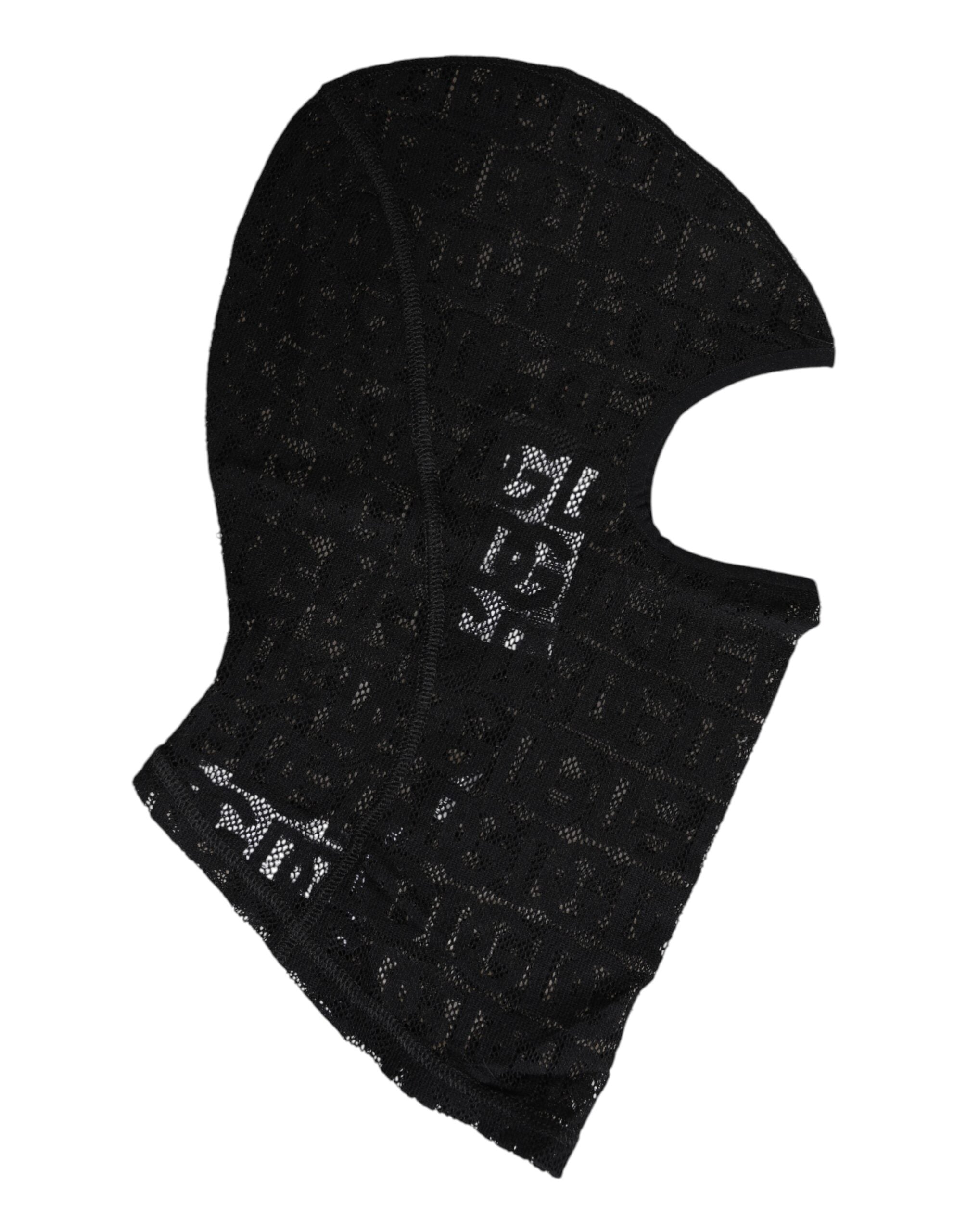Dolce & Gabbana Black Logo Mesh Cotton Ski Mask Balaclava Men's Hat