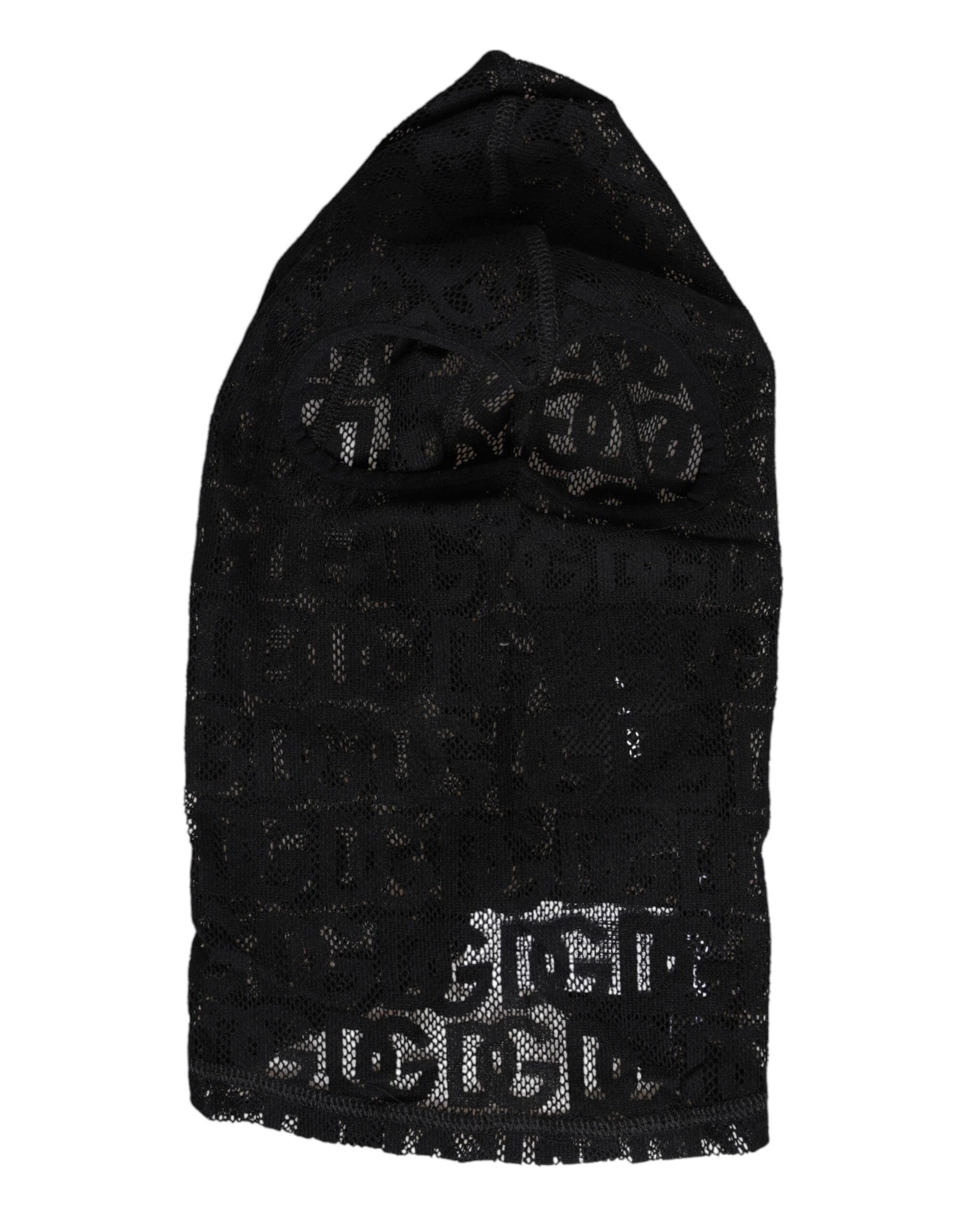 Dolce & Gabbana Black Logo Mesh Cotton Ski Mask Balaclava Men's Hat