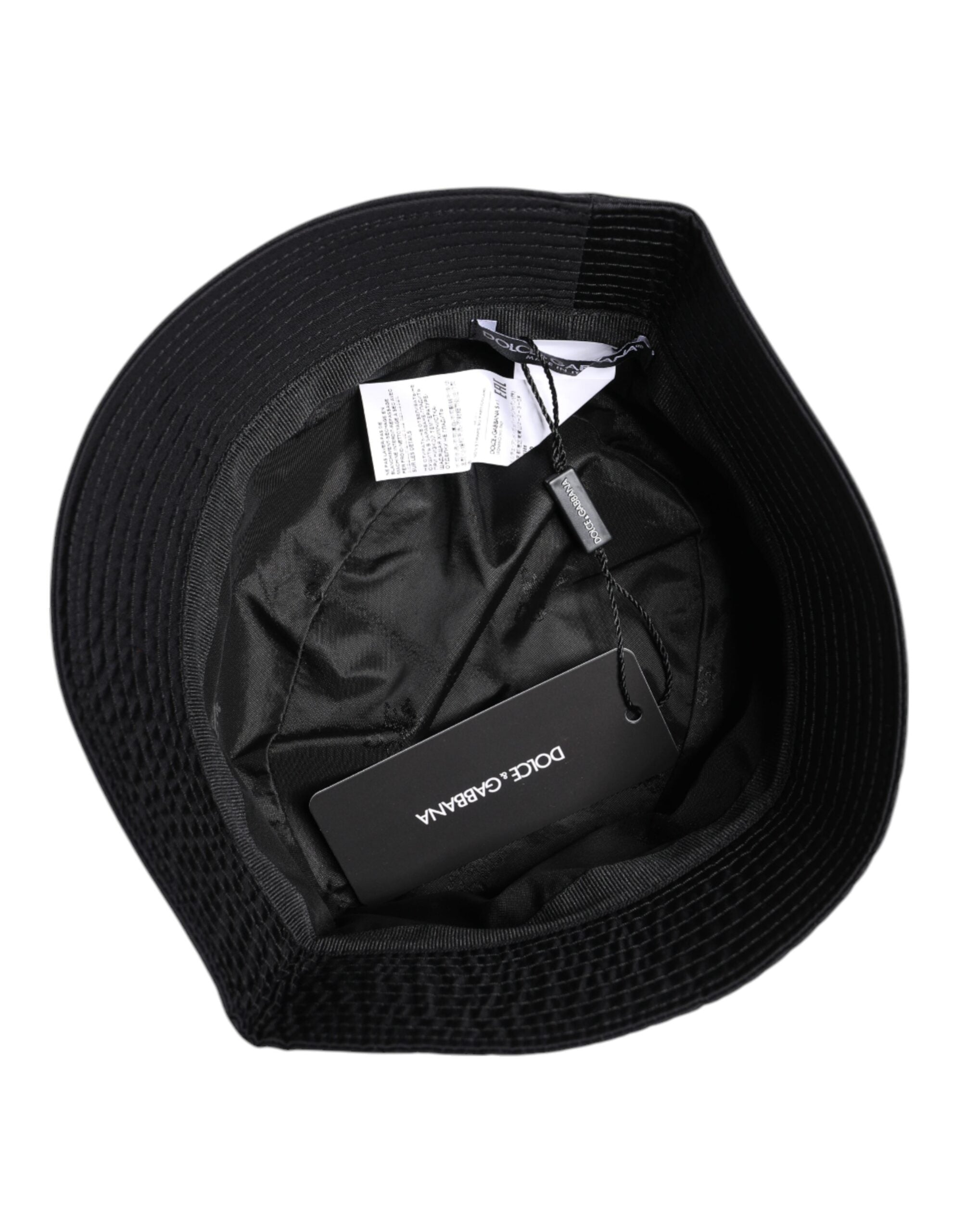 Dolce & Gabbana Black Cotton Wide Brim Bucket Men's Hat